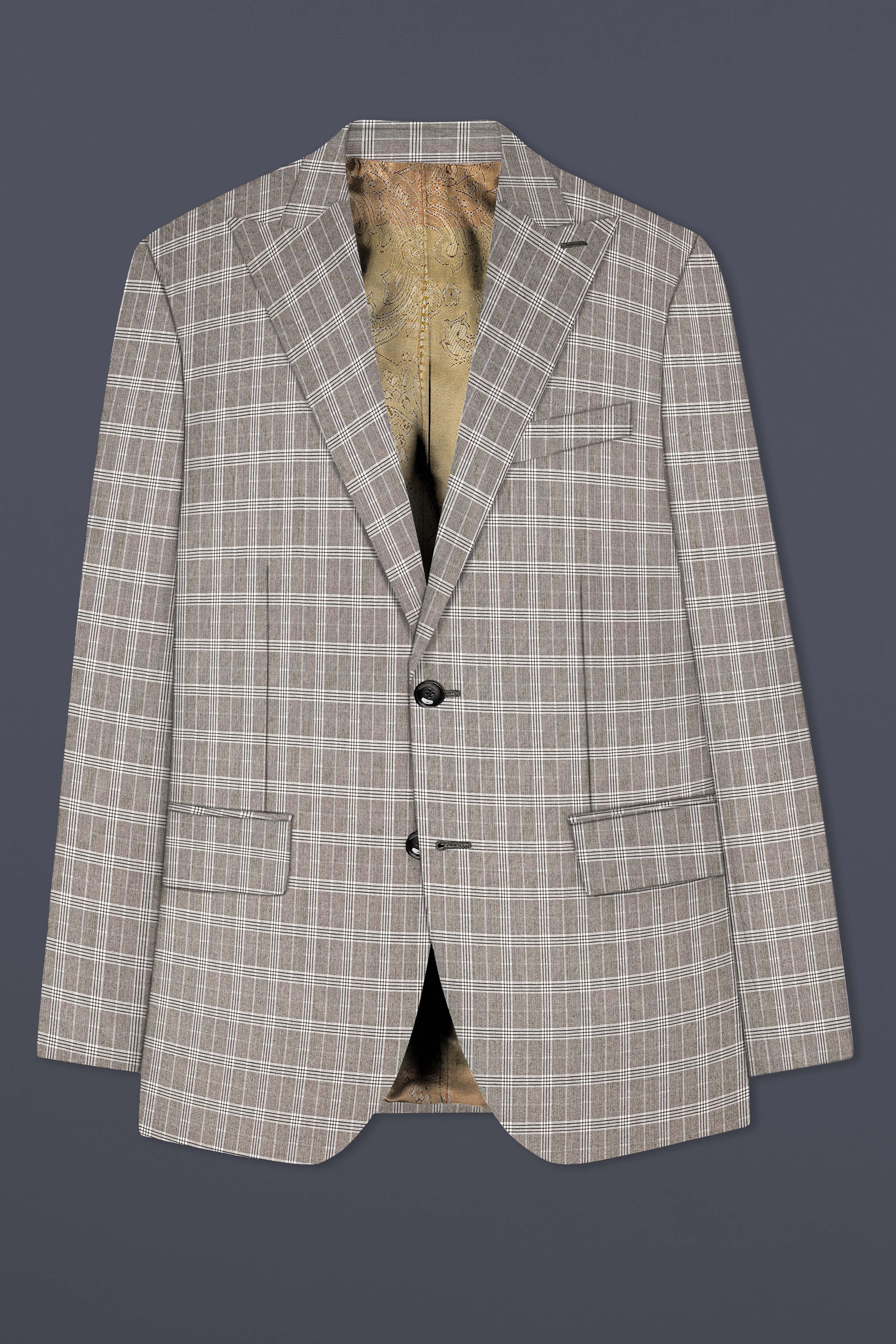 Monsoon Gray Plaid Wool Rich Single Breasted Blazer