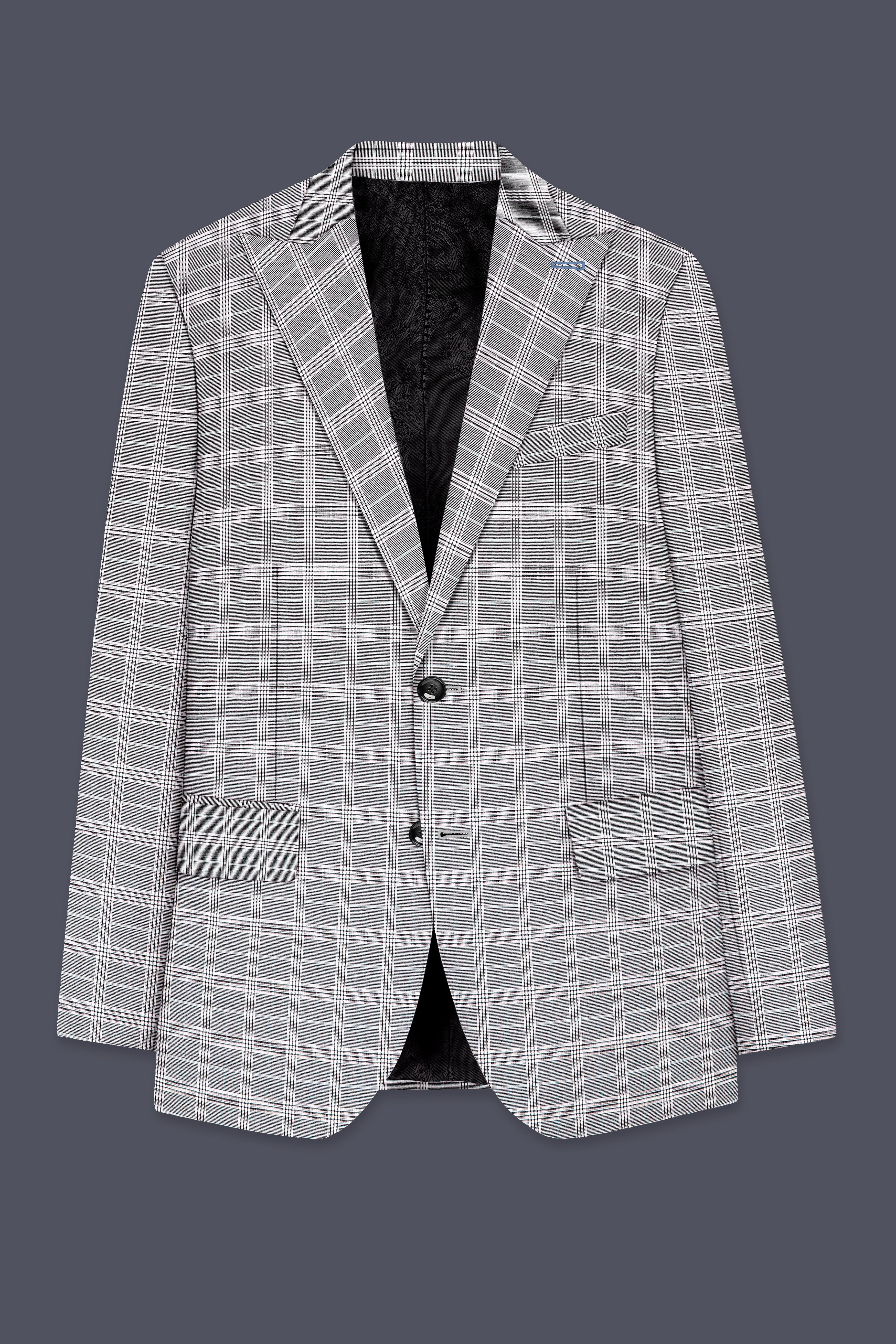 Venus Gray Plaid Wool Rich Single Breasted Blazer
