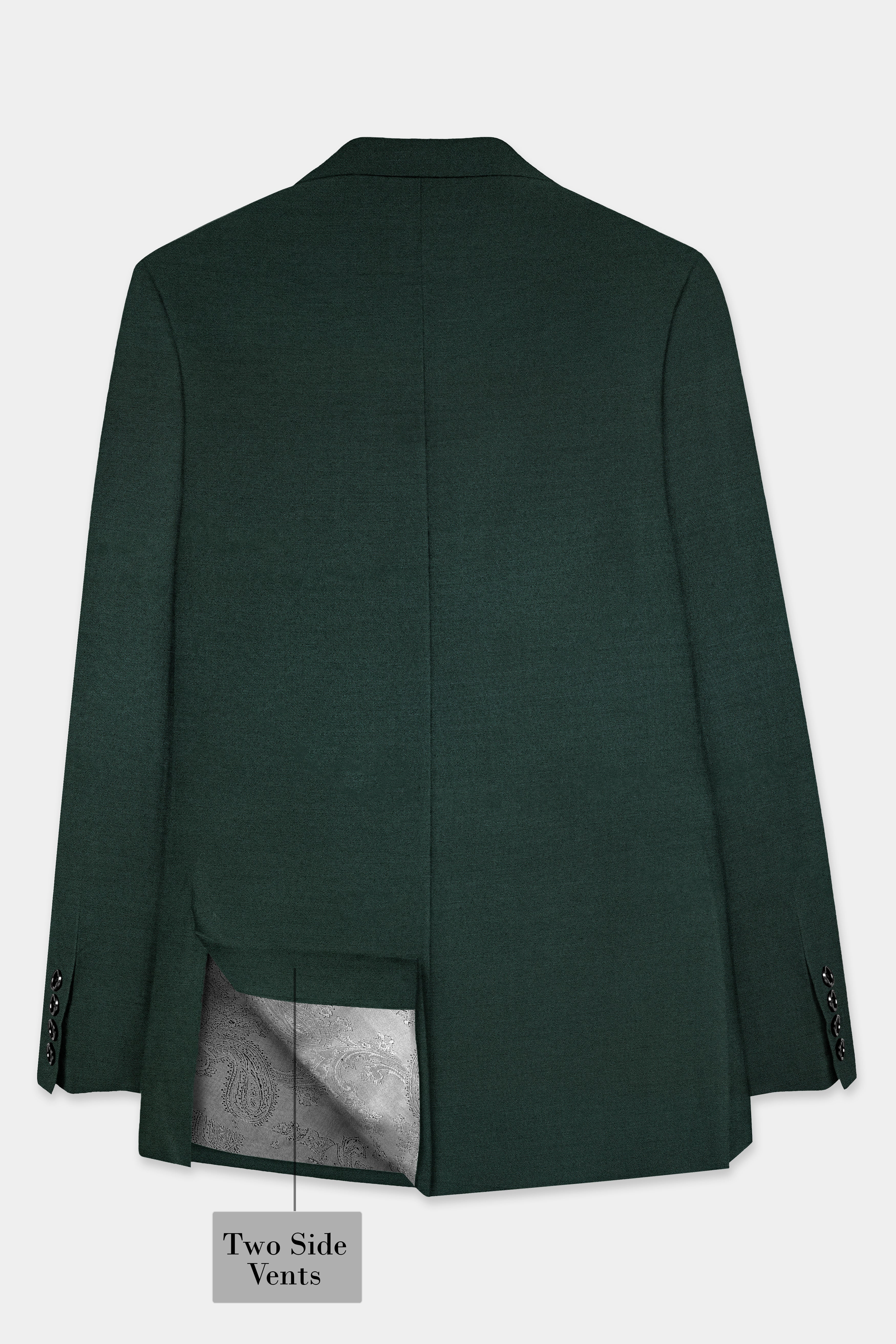 Timber Green Solid Wool Rich Double Breasted Blazer