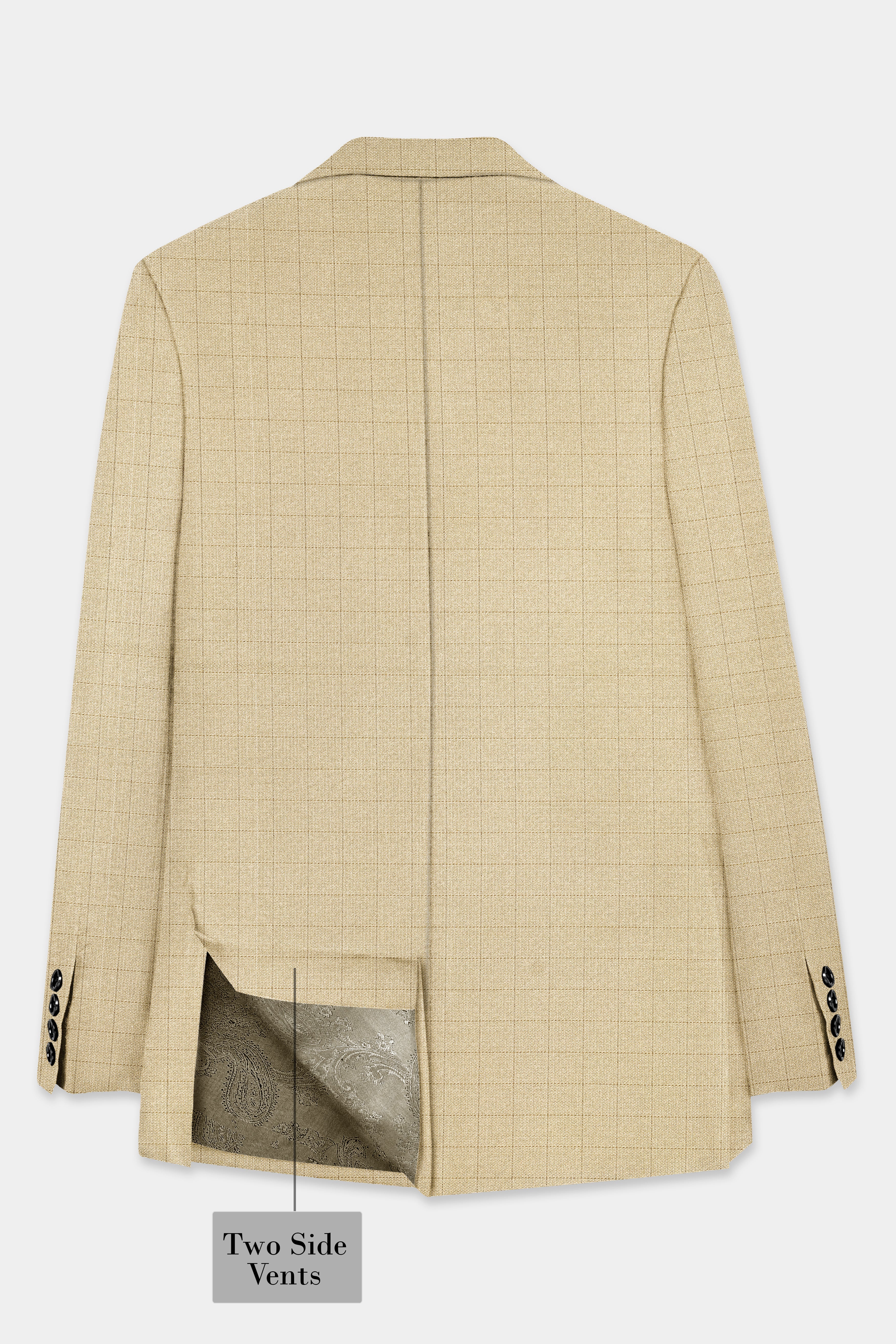 Sapling Cream Plaid Wool Rich Single Breasted Blazer