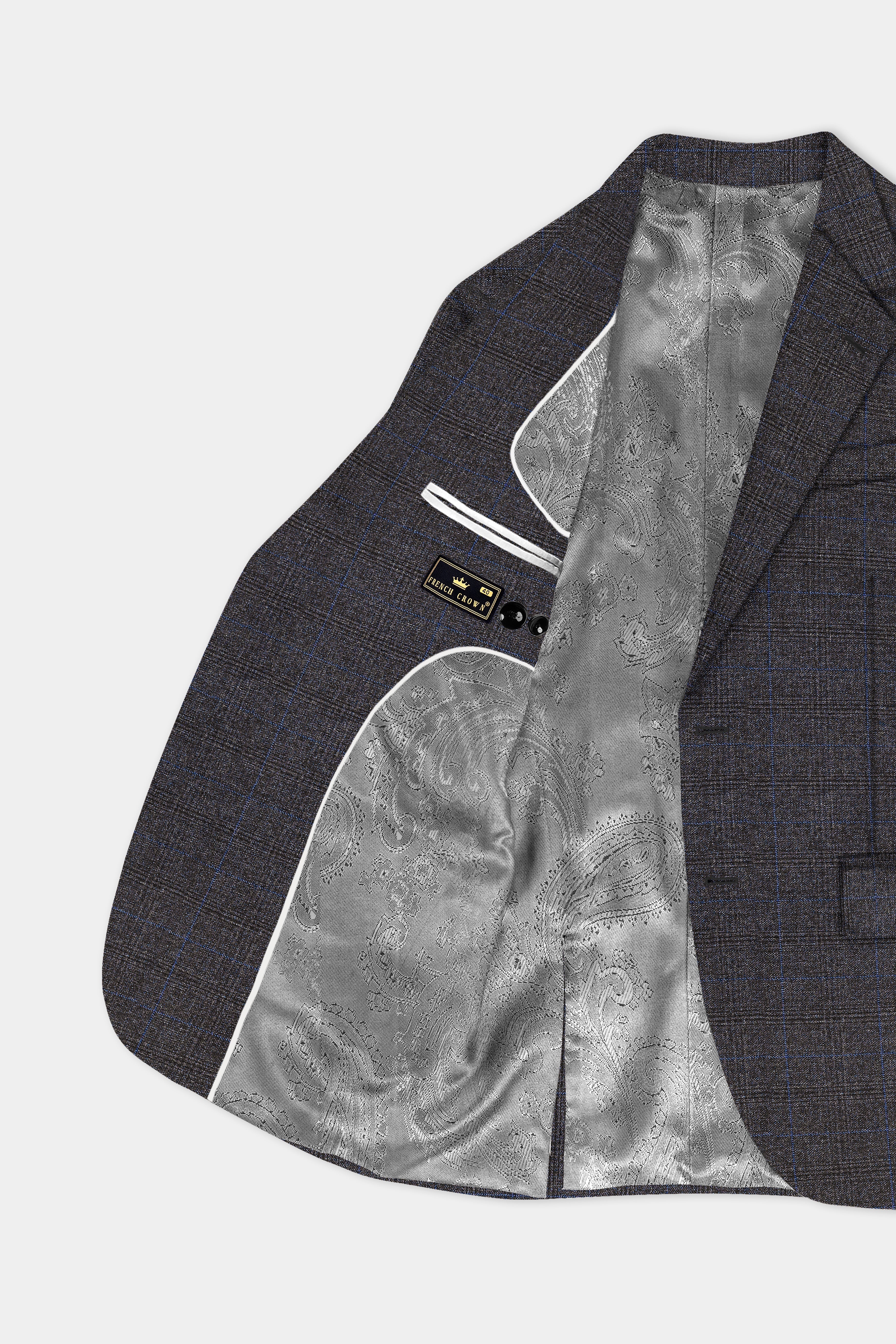 Thunder Gray Plaid Wool Rich Single Breasted Blazer