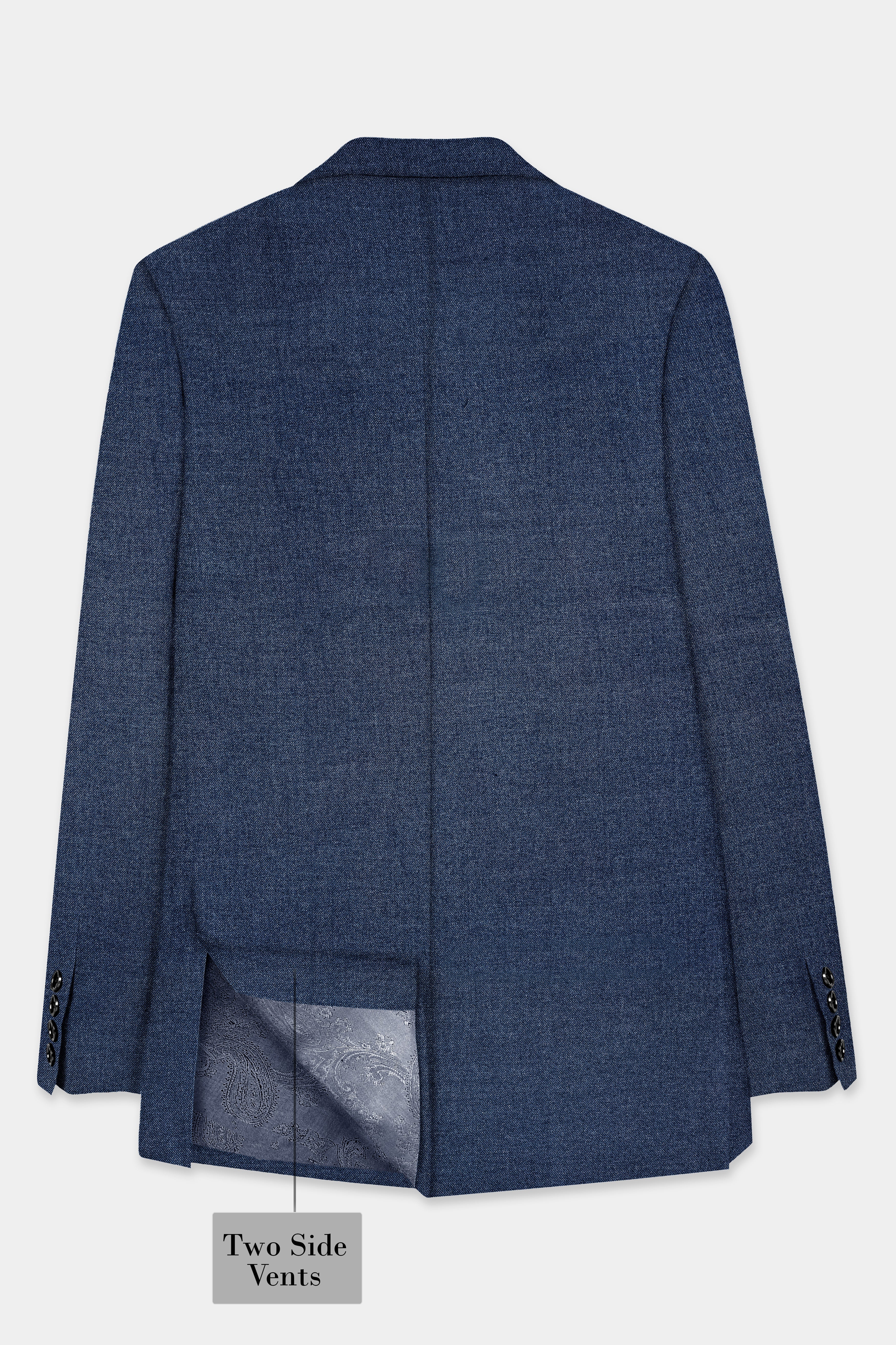 Zodiac Blue Textured Tweed Wool Rich Patch Pocket Designer Sport Blazer