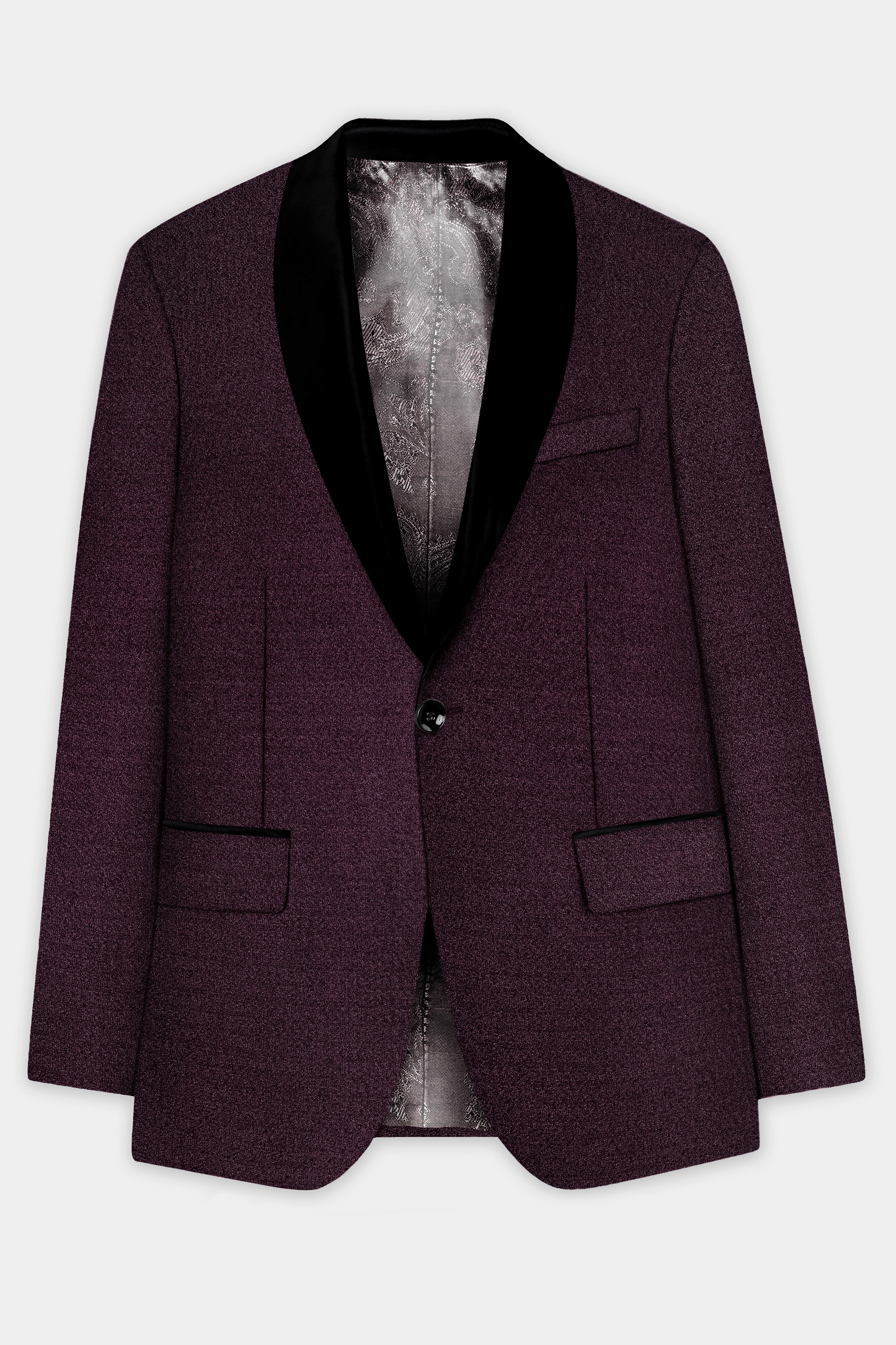 Tamarind Wine Textured Tuxedo Blazer