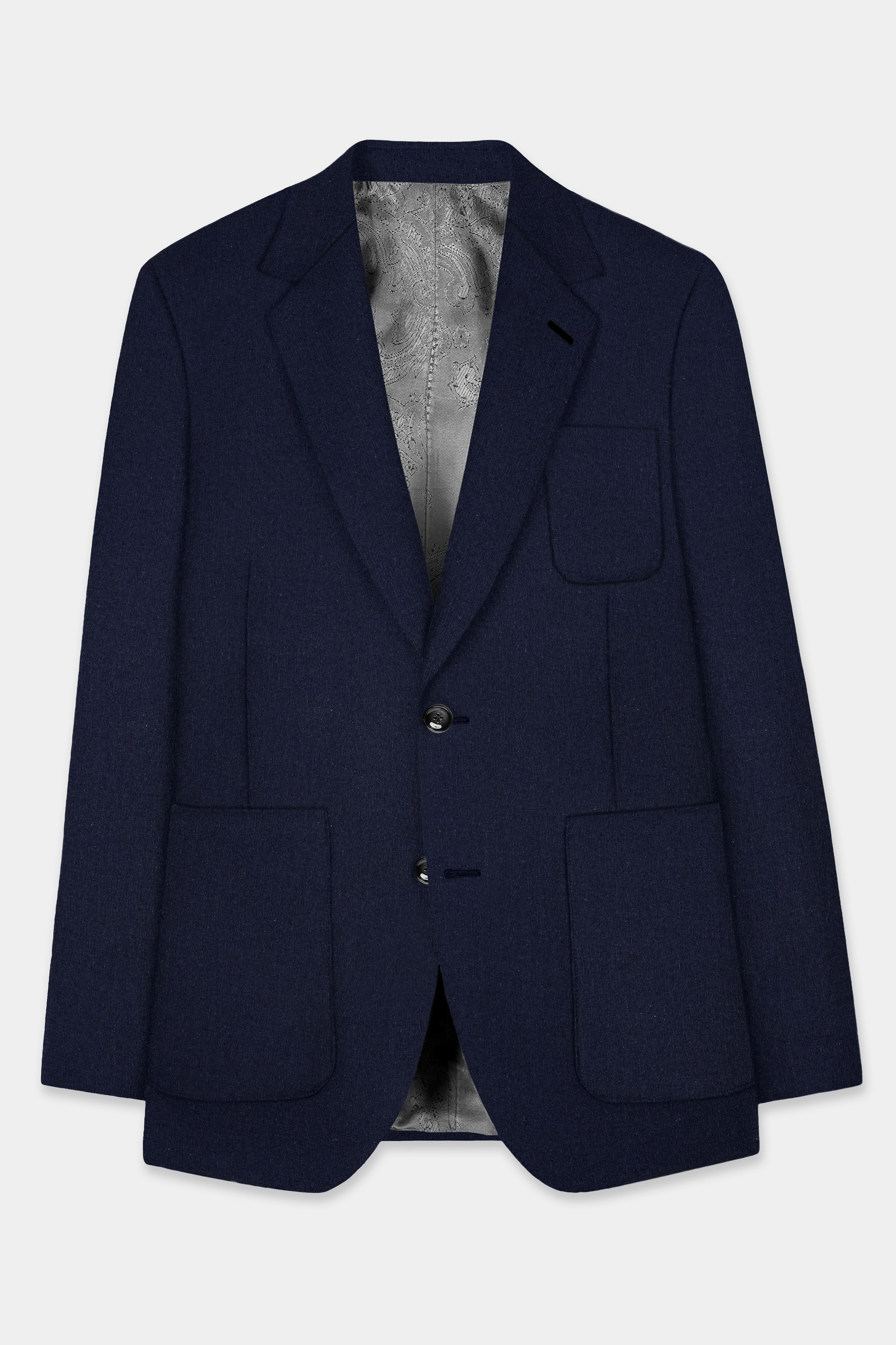 Tealish Blue Solid Cotton Single Breasted Sports Blazer