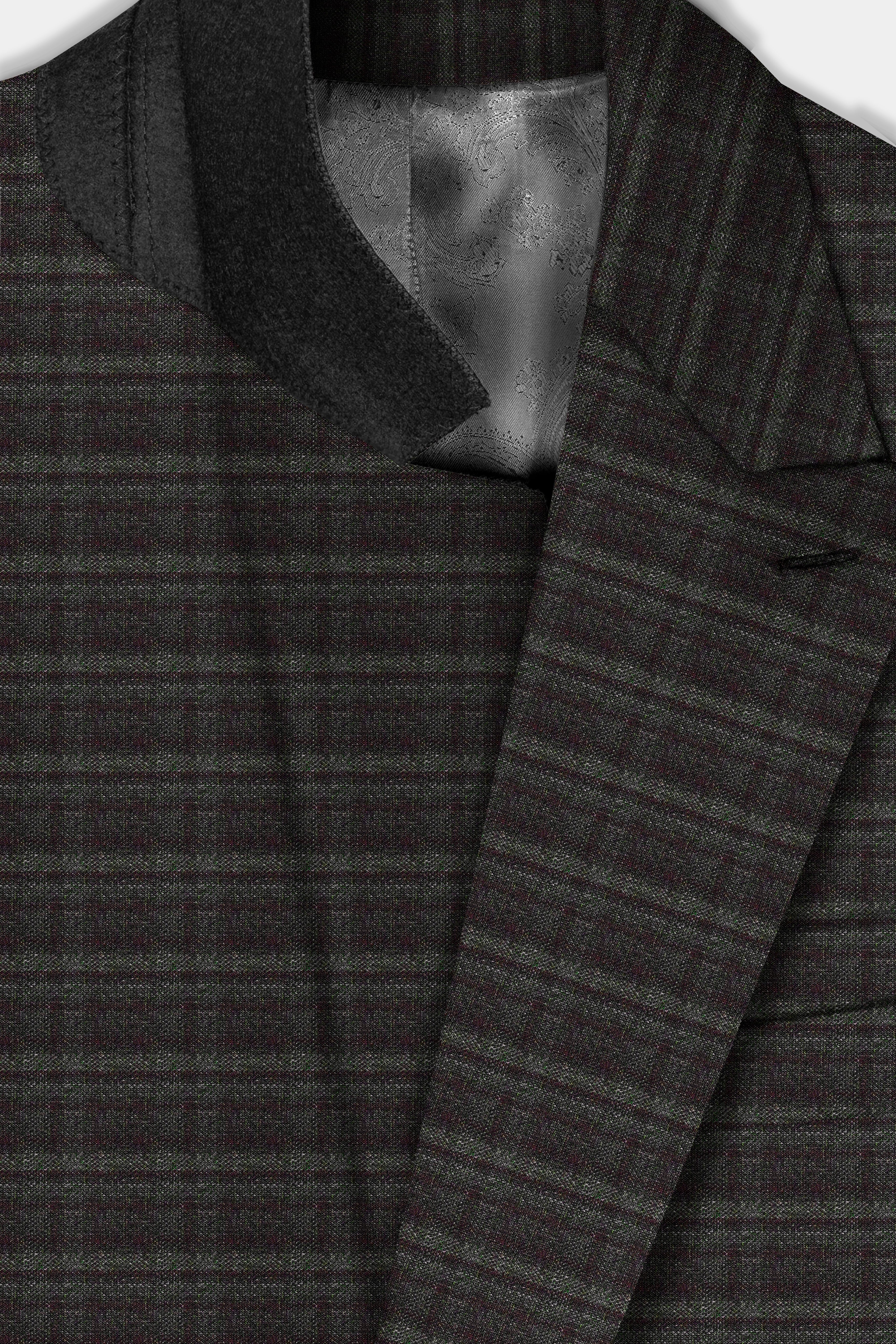 Zeus Brown And Lisbon Green Plaid Wool Rich Double Breasted Blazer