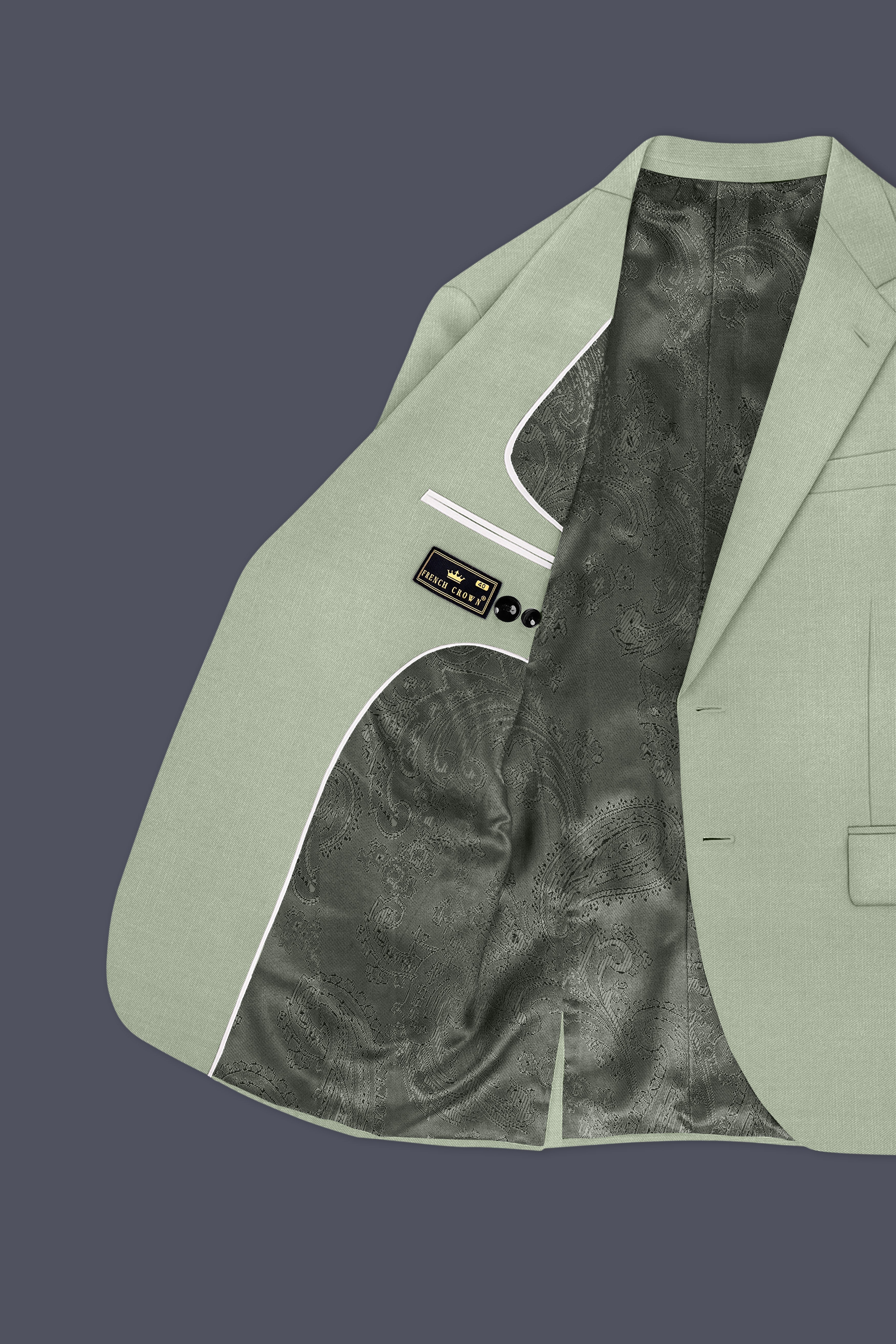 Spanish Green Solid Wool Rich Single Breasted Slight Stretch Blazer