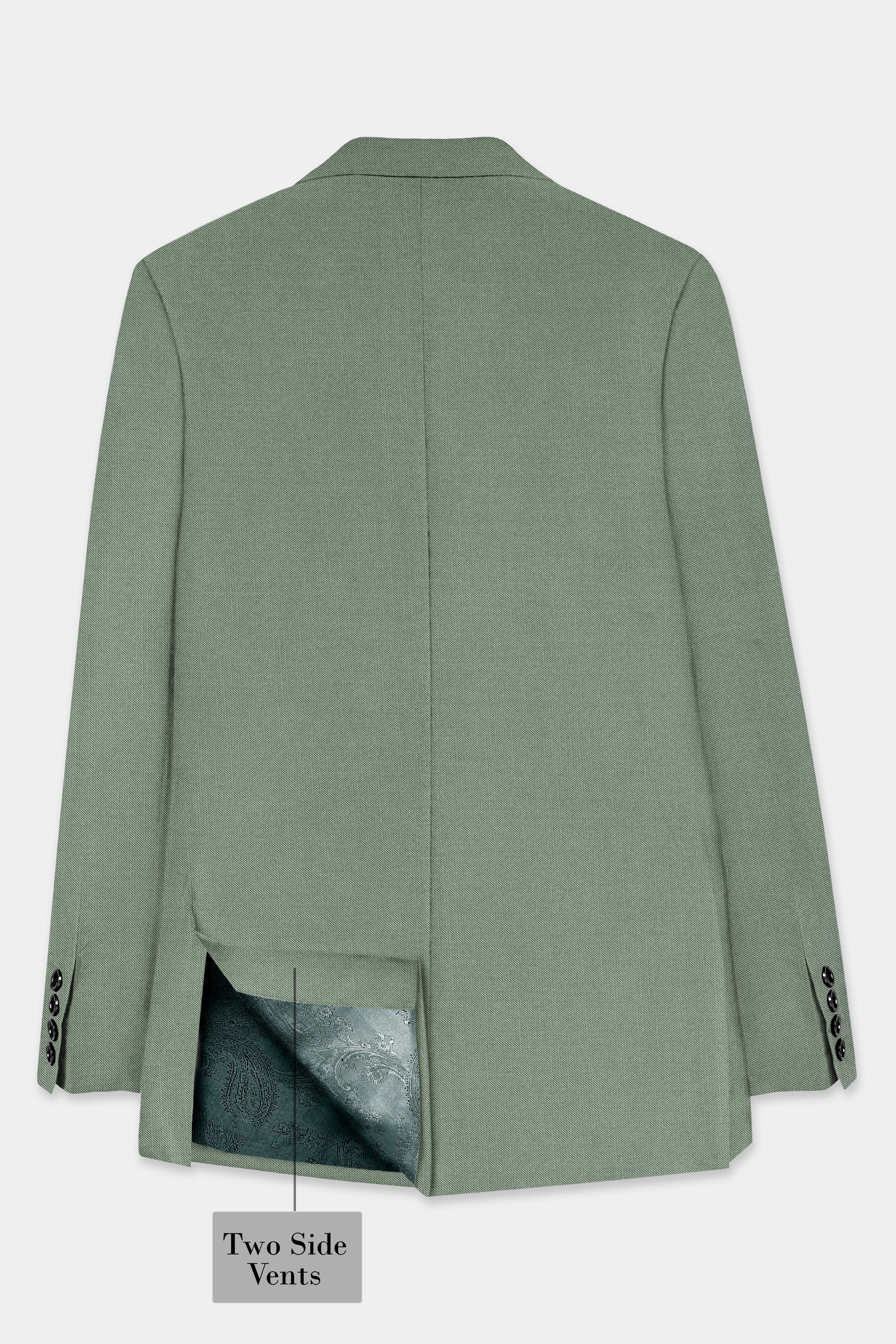 Spanish Green Solid Wool Rich Single Breasted Blazer