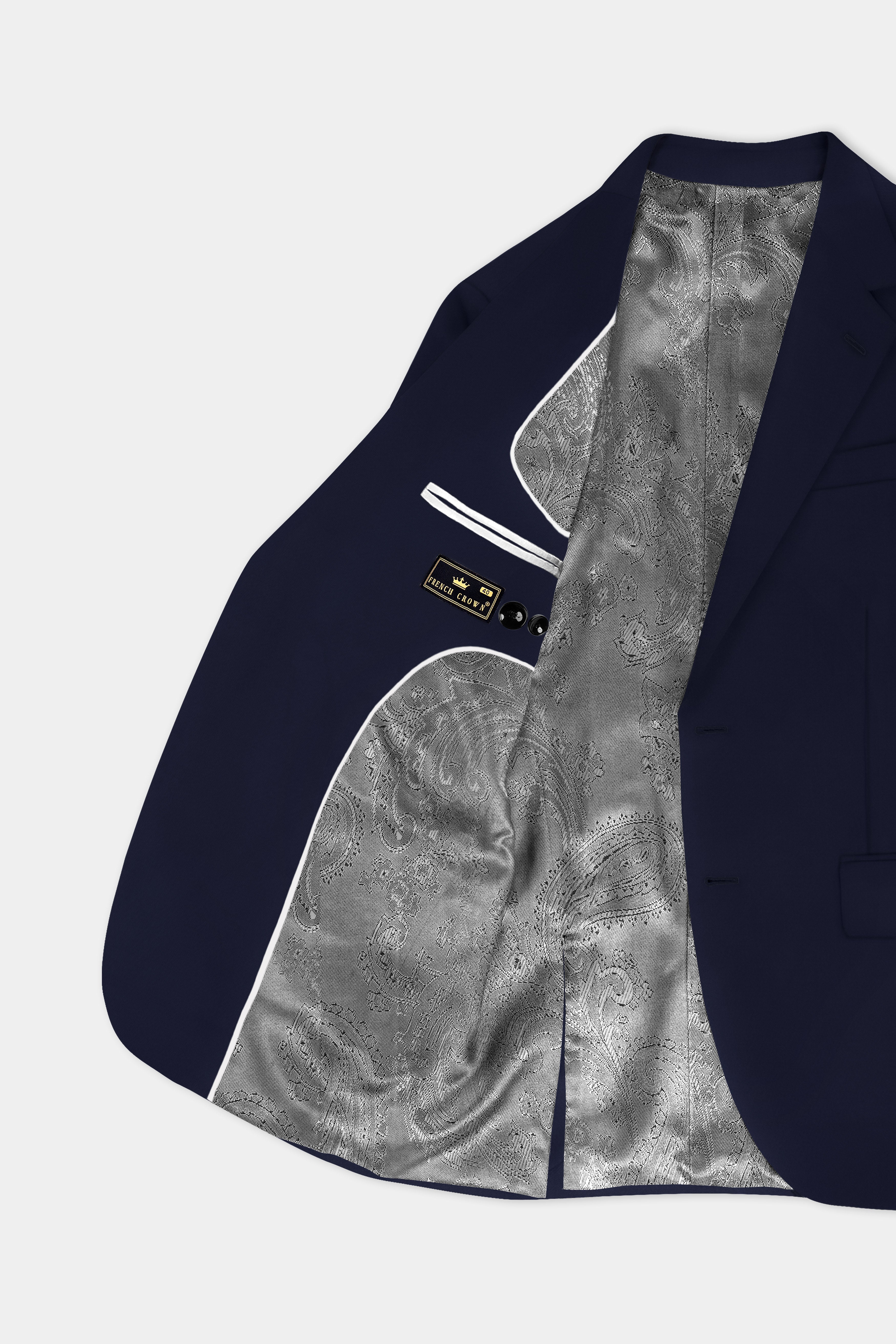 Ribbon Blue Solid Wool Rich Single Breasted Blazer