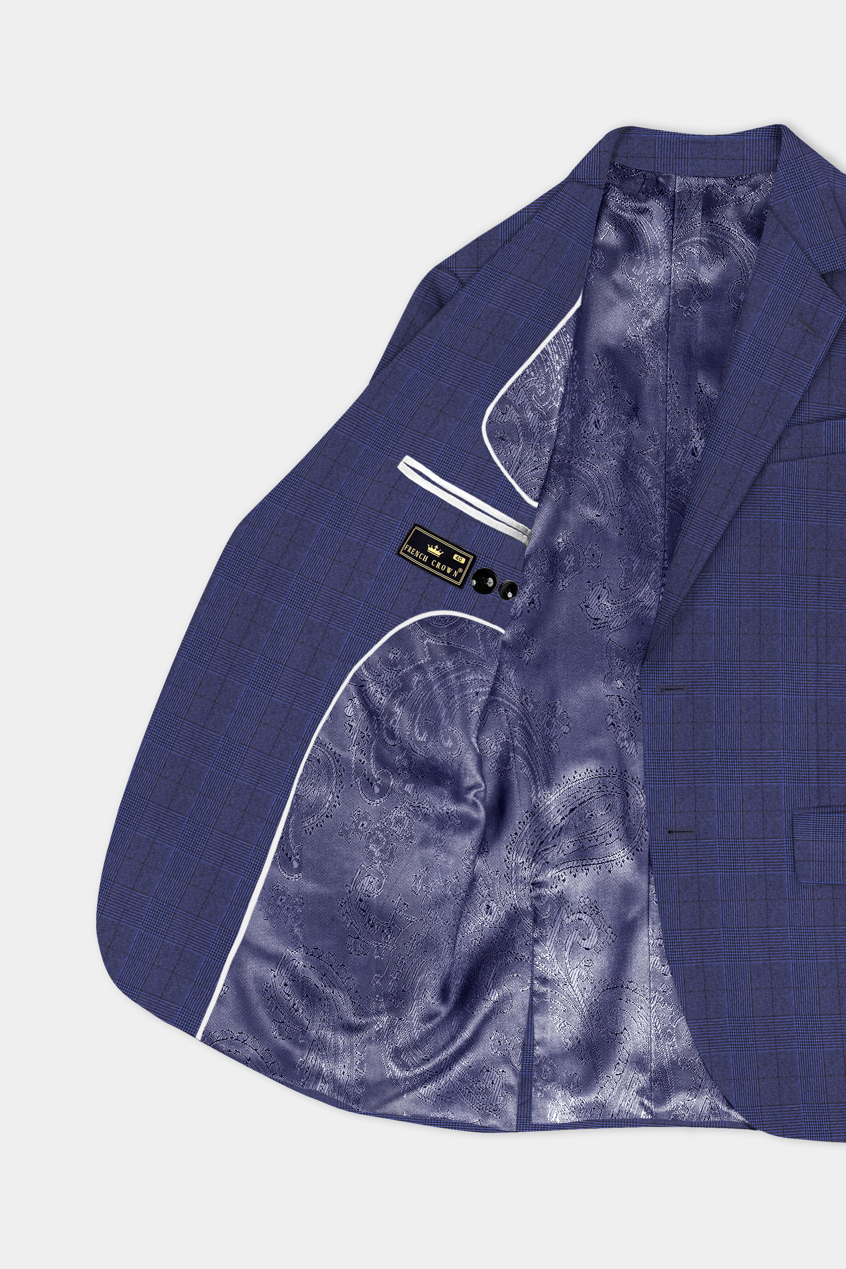 Martinique Blue Plaid Wool Rich Single Breasted Blazer