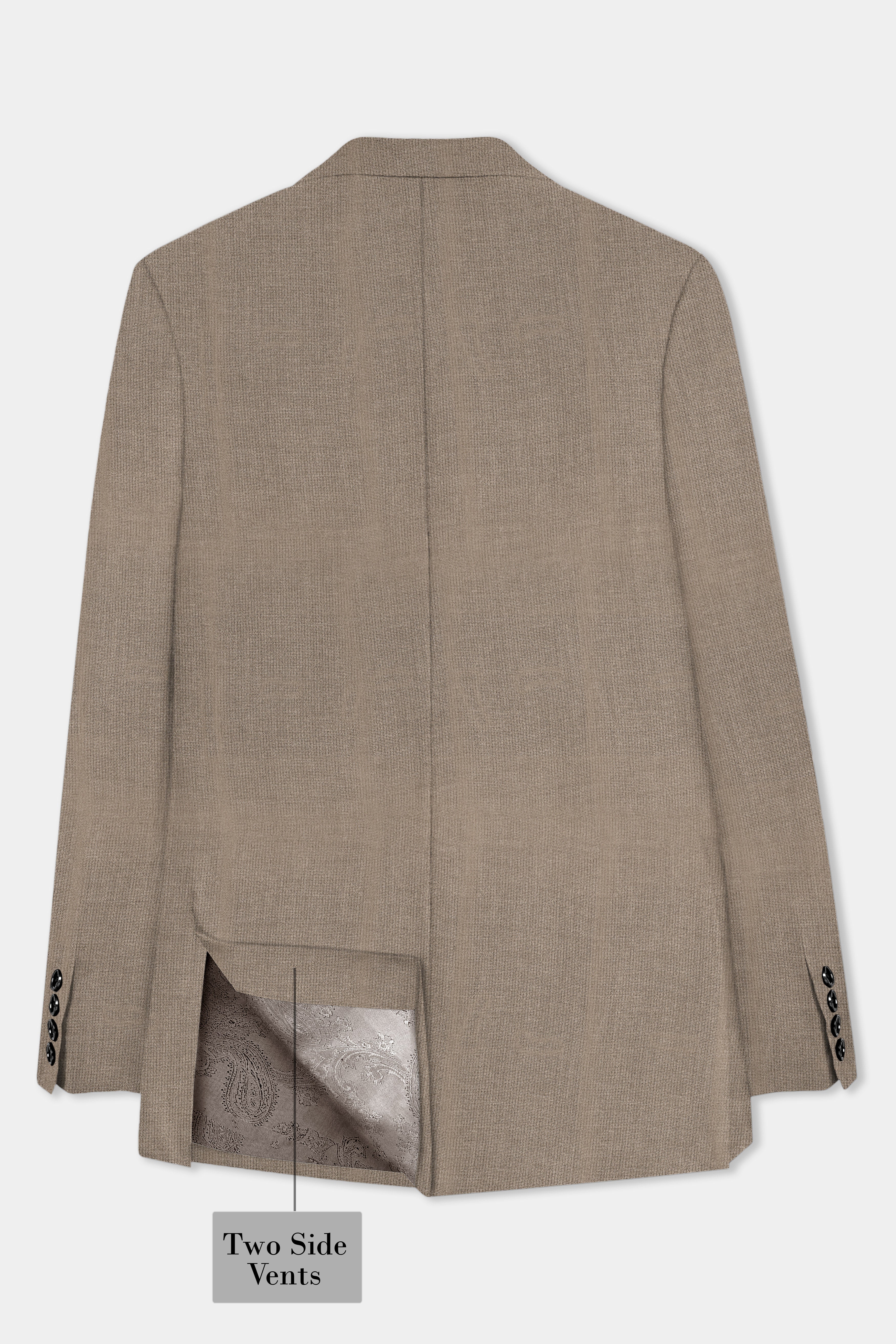 Cinereous Brown Textured Wool Rich Single Breasted Blazer