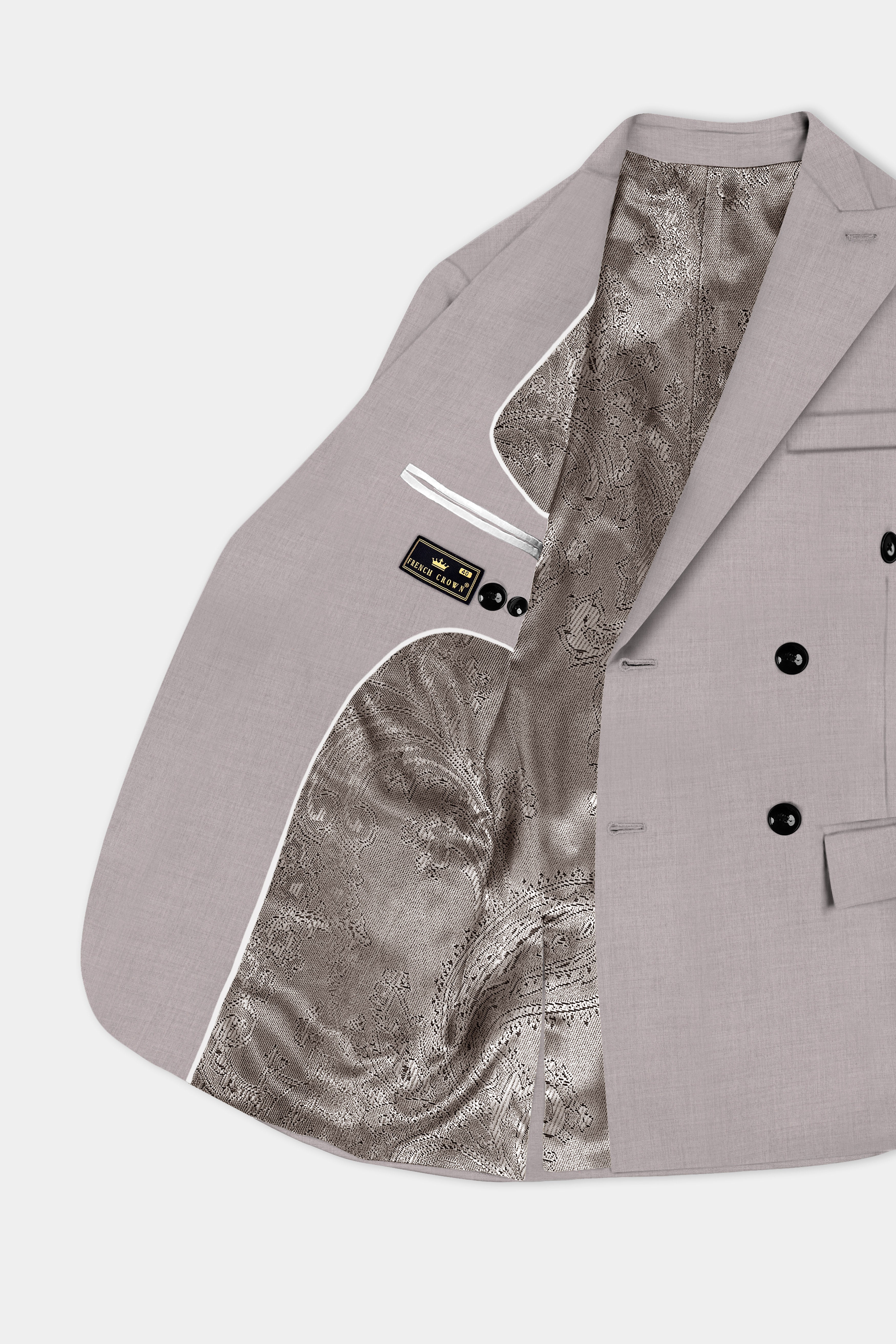 Hurricane Gray Solid Wool Rich Double Breasted Blazer