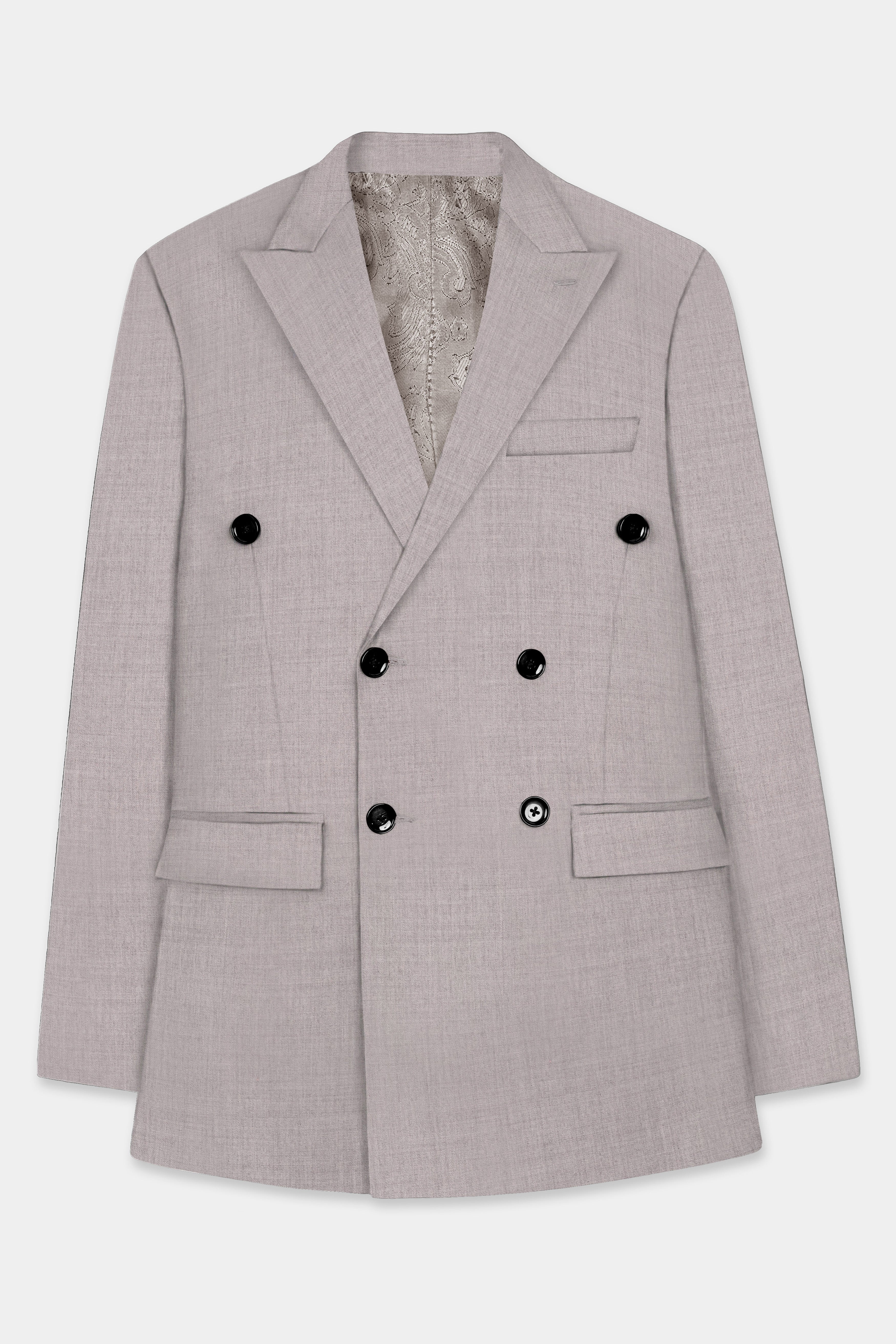 Hurricane Gray Solid Wool Rich Double Breasted Blazer