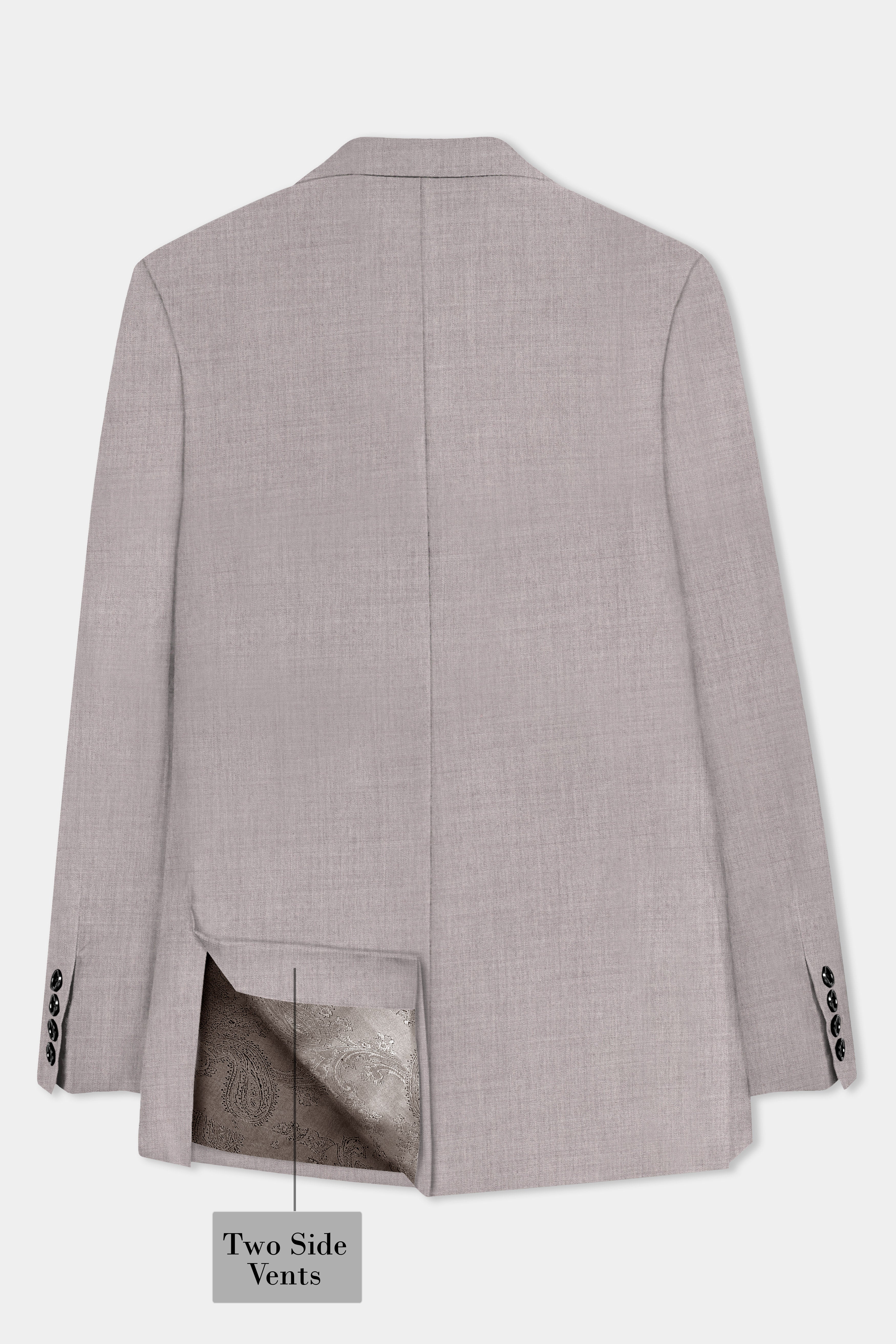 Hurricane Gray Solid Wool Rich Double Breasted Blazer