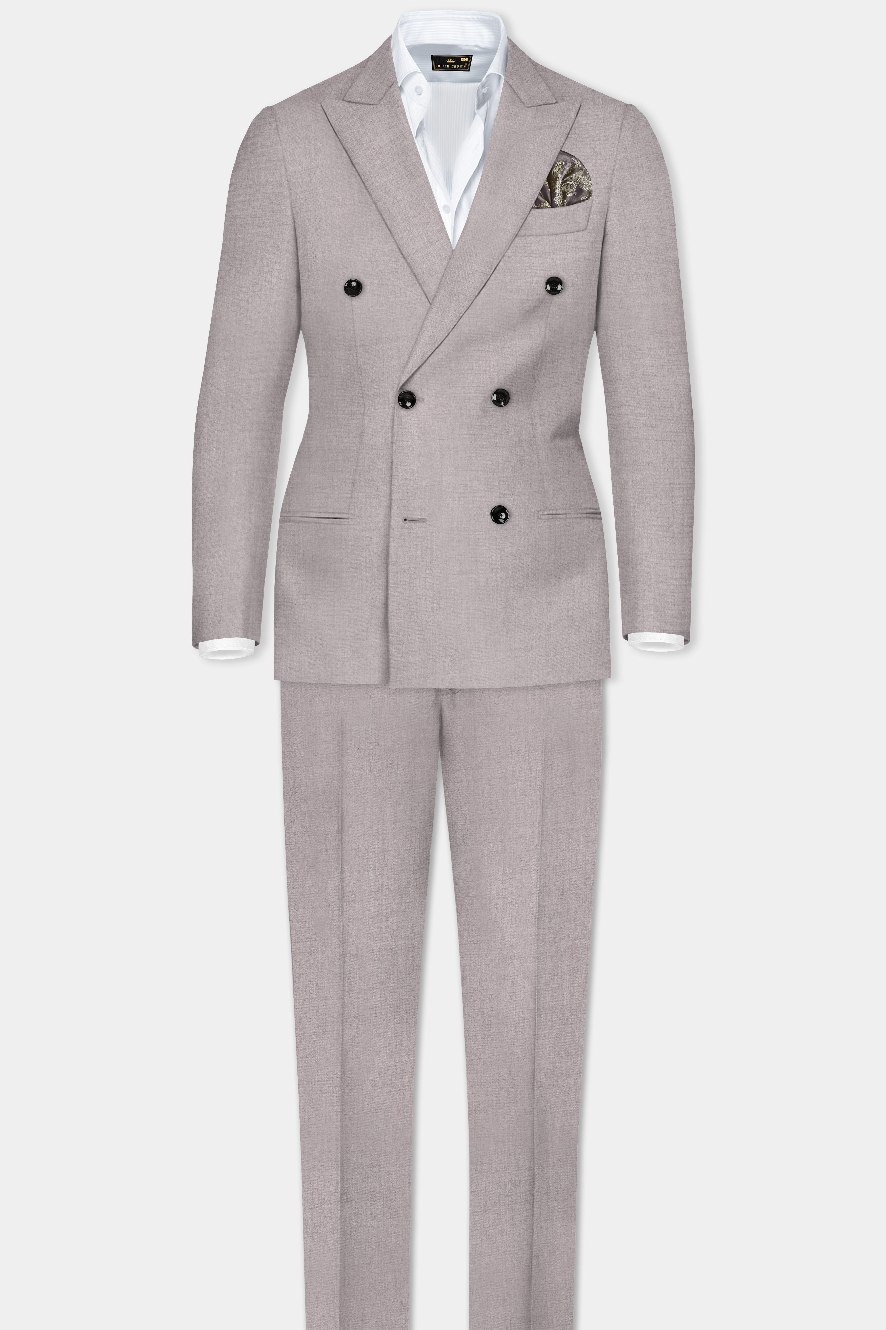 Hurricane Gray Solid Wool Rich Double Breasted Blazer