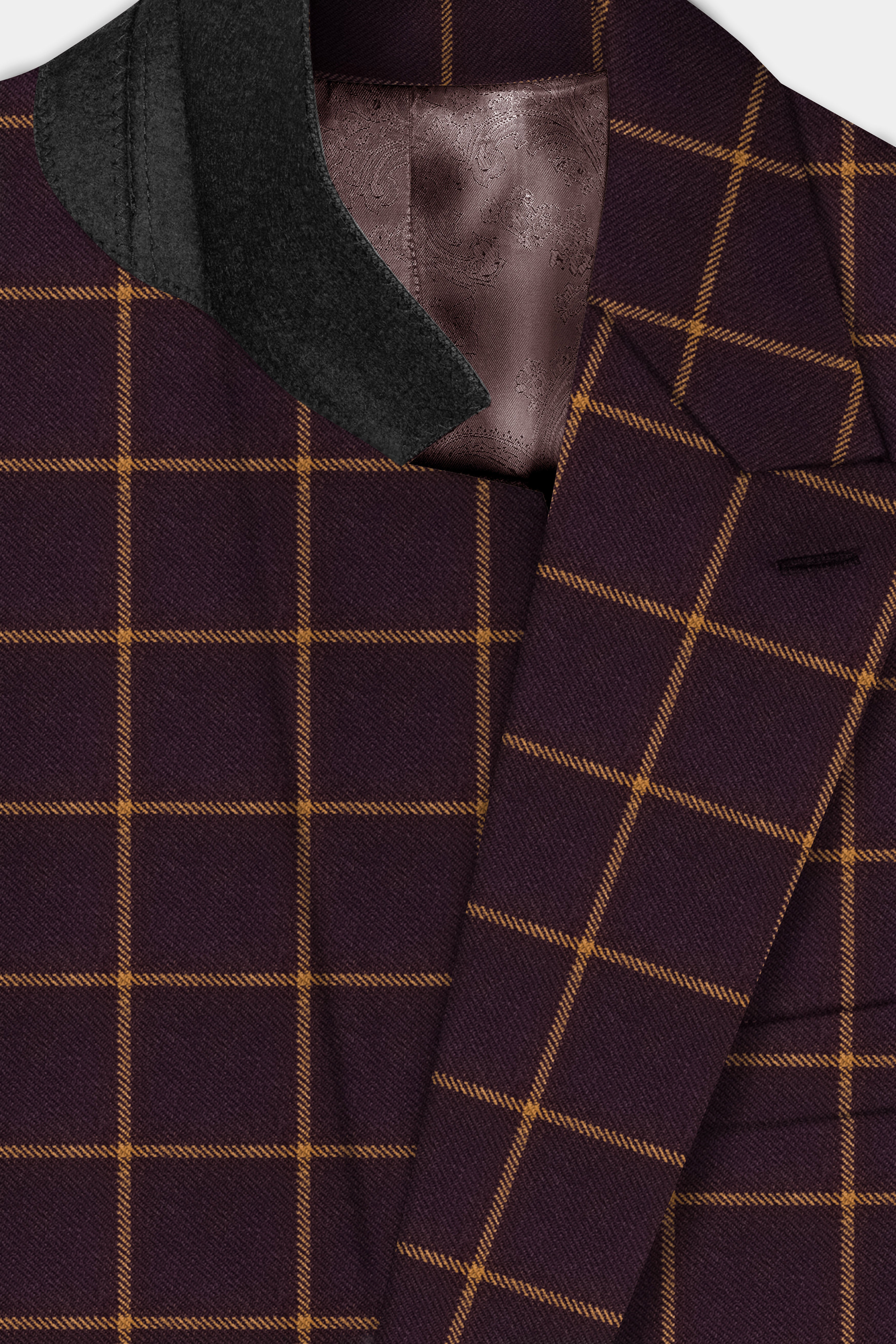 Zambezi Wine windowpane Tweed Double Breasted Blazer