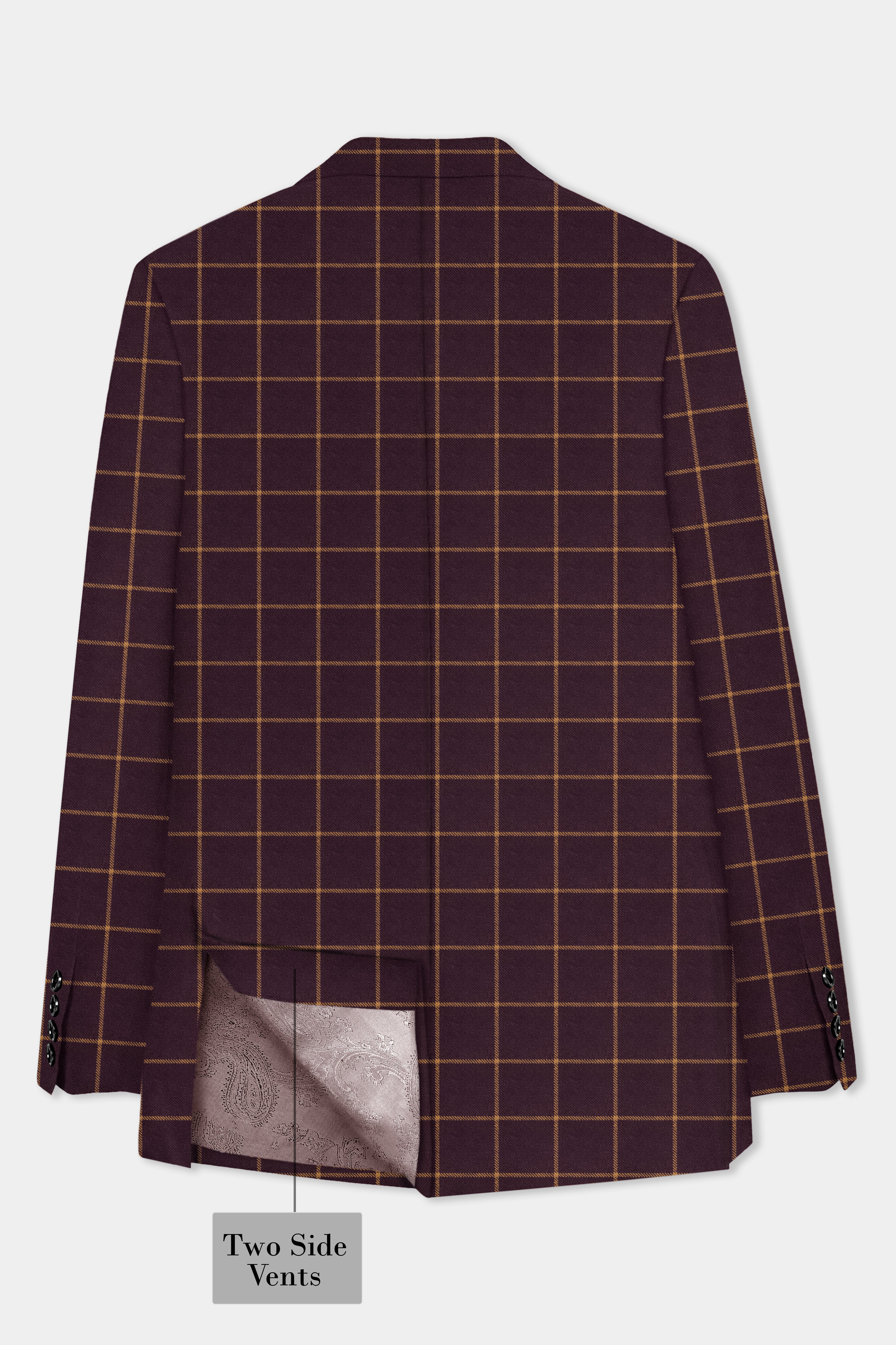 Zambezi Wine windowpane Tweed Double Breasted Blazer