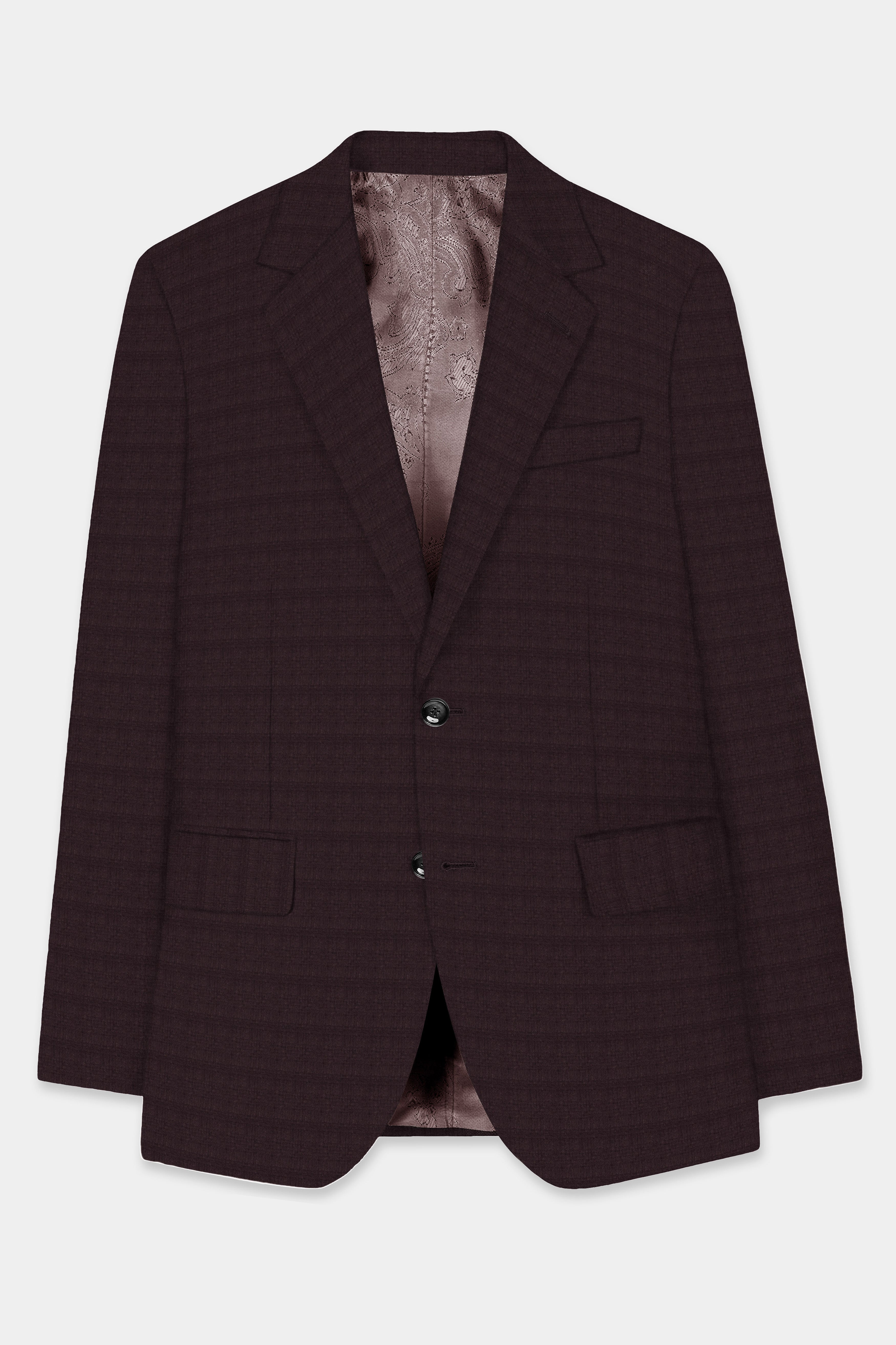 Bitrot Maroon Textured Wool Rich Single Breasted Blazer