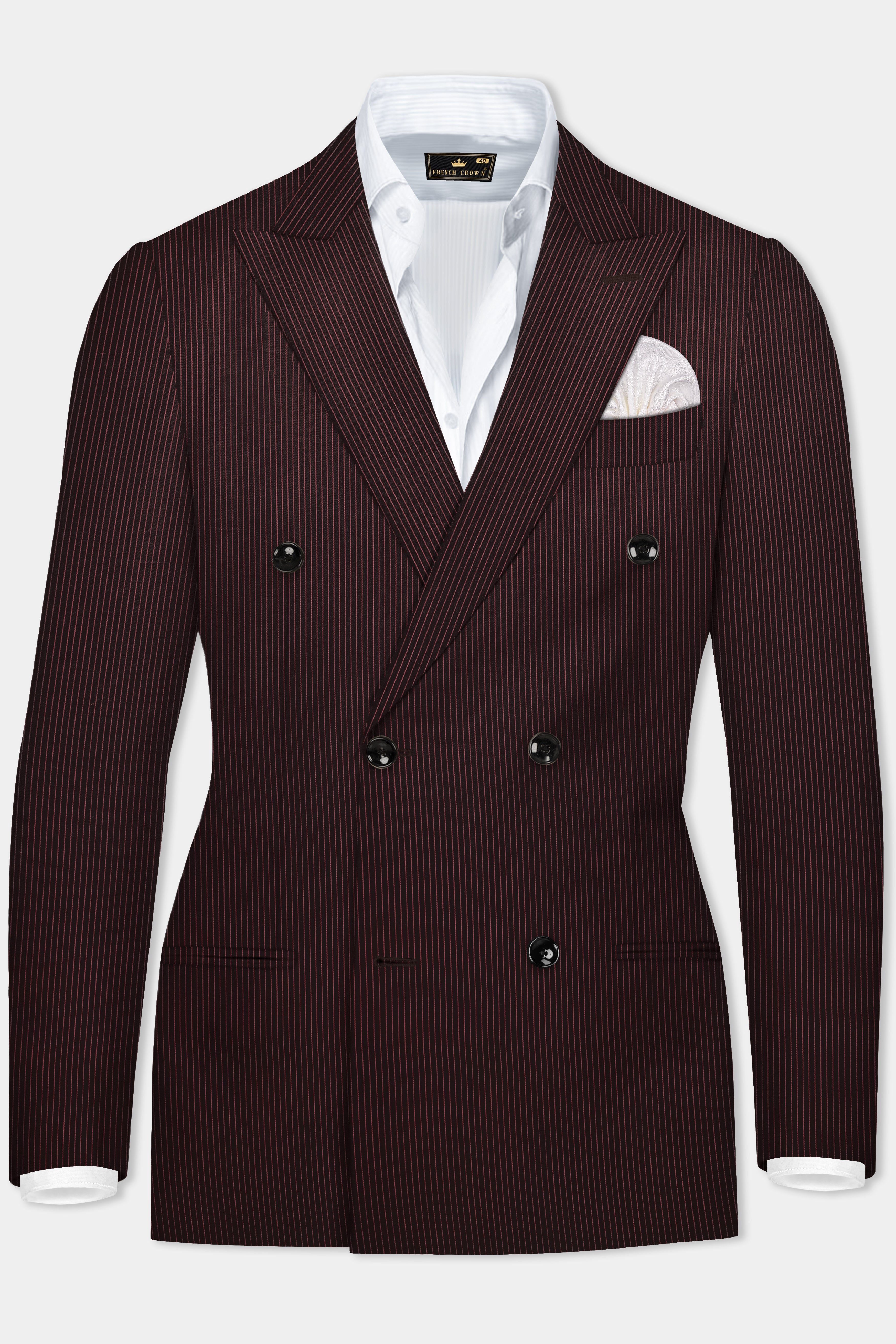 English Walnut Red Striped Wool Rich Double Breasted Blazer