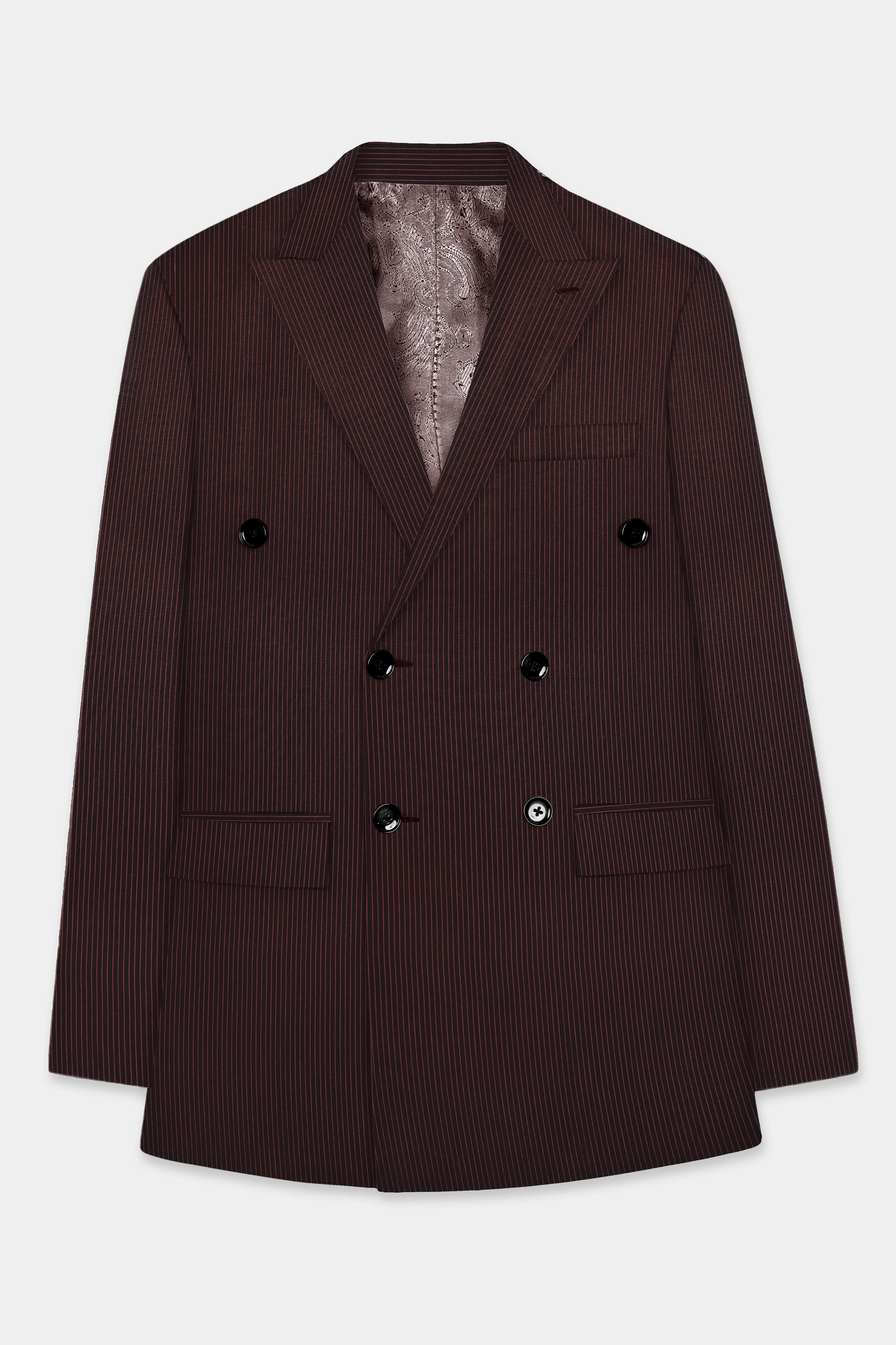 English Walnut Red Striped Wool Rich Double Breasted Blazer