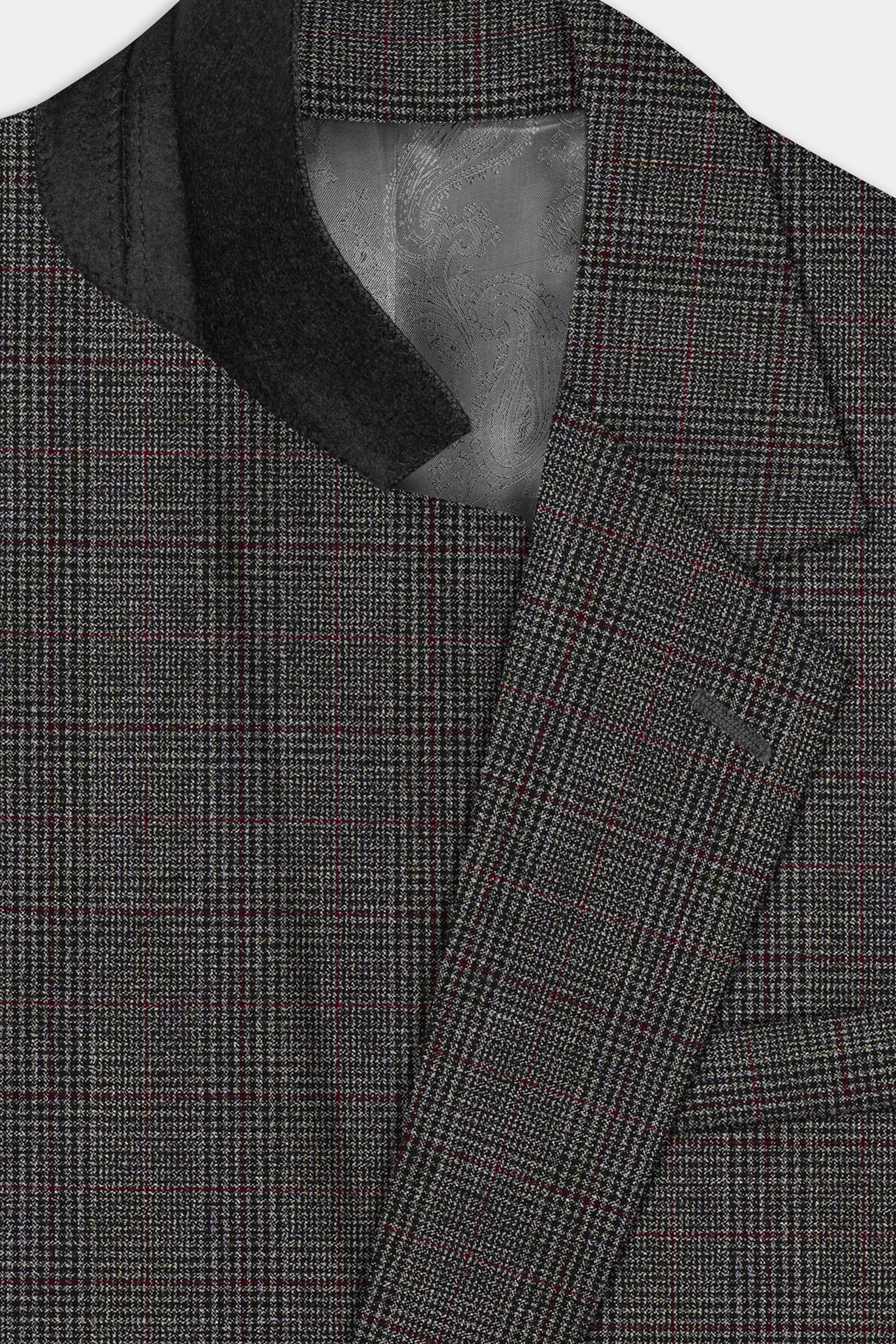 Iridium Gray Plaid Wool Rich Single Breasted Blazer