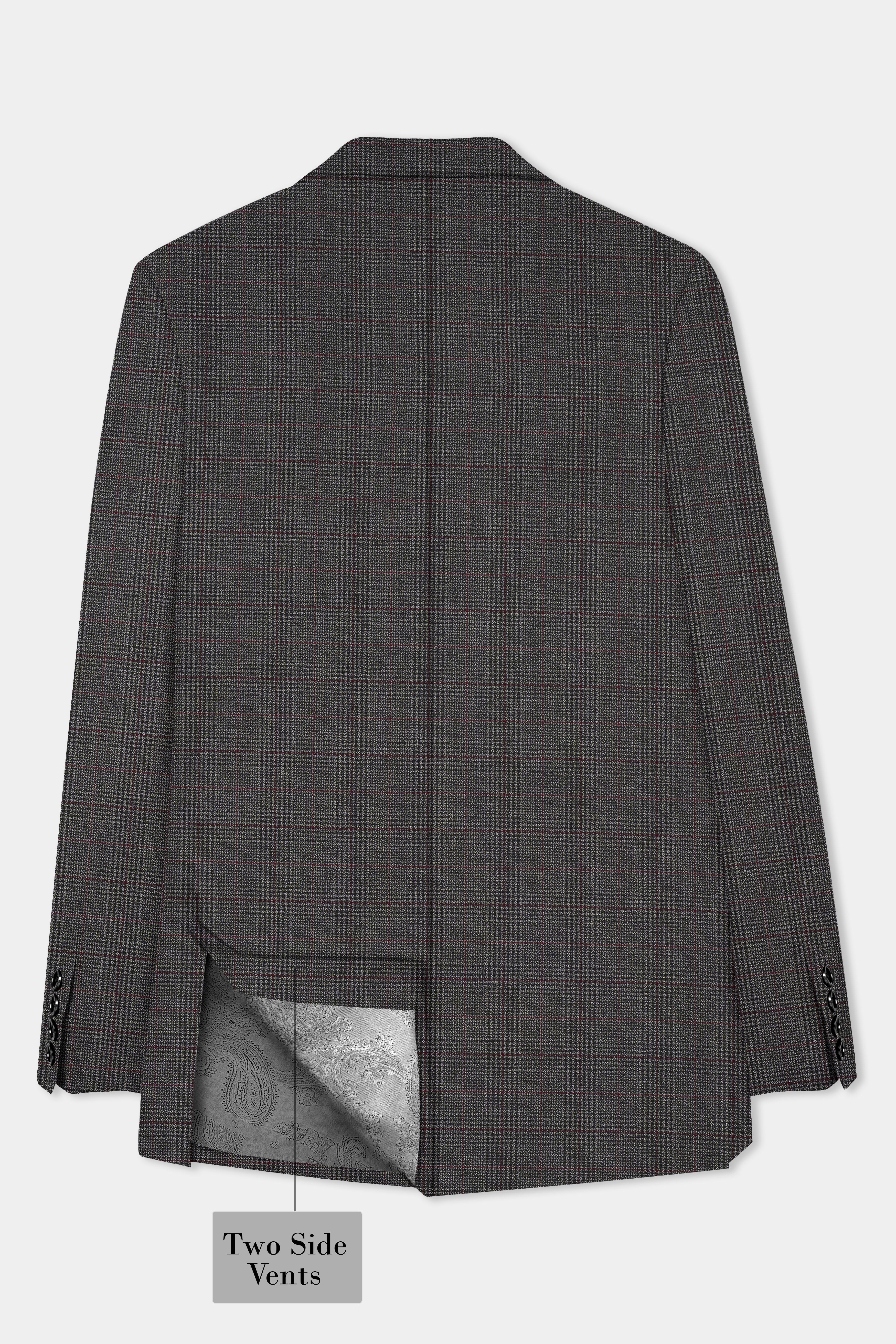 Iridium Gray Plaid Wool Rich Single Breasted Blazer