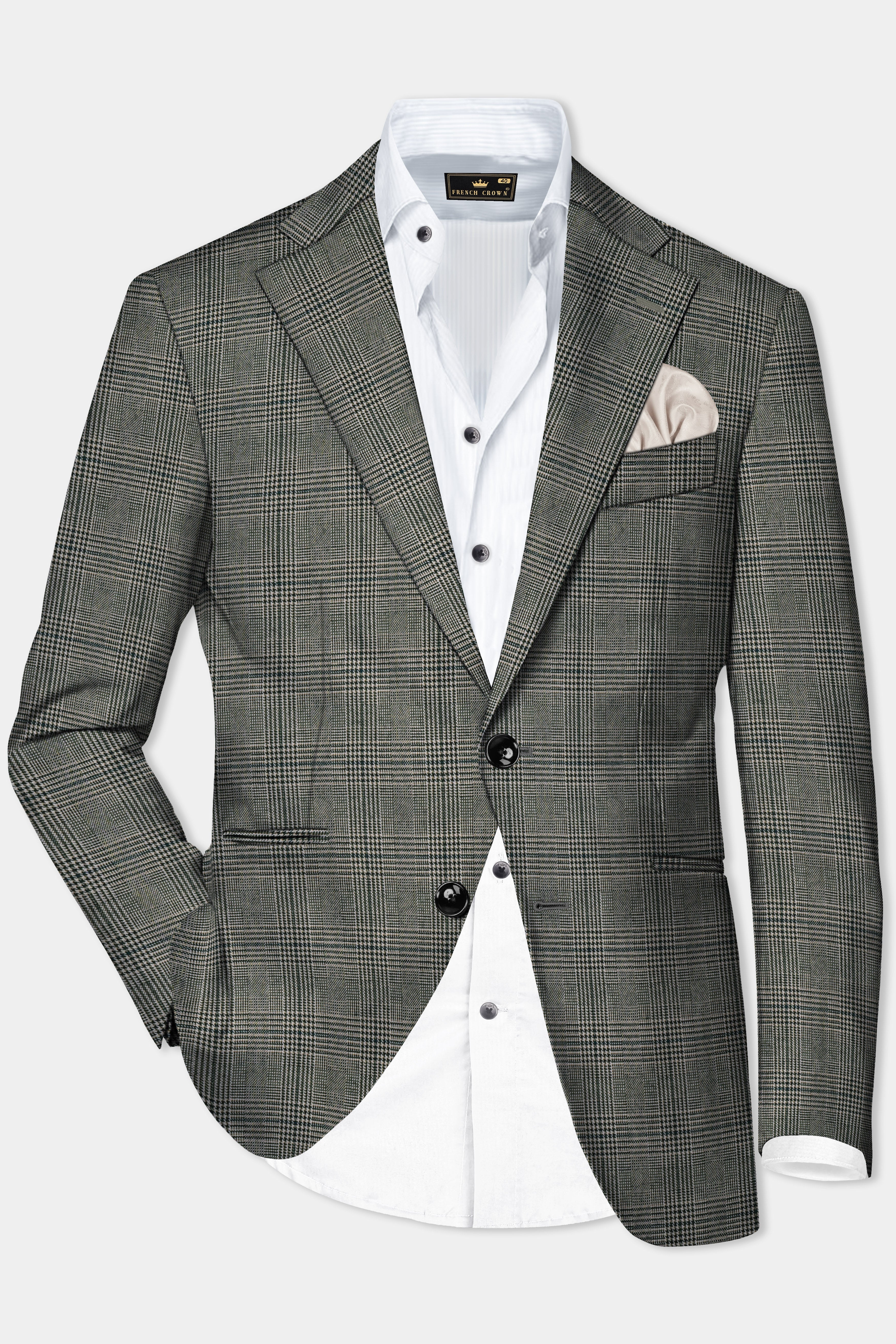 Spicy Brown Plaid Tweed Single Breasted Blazer