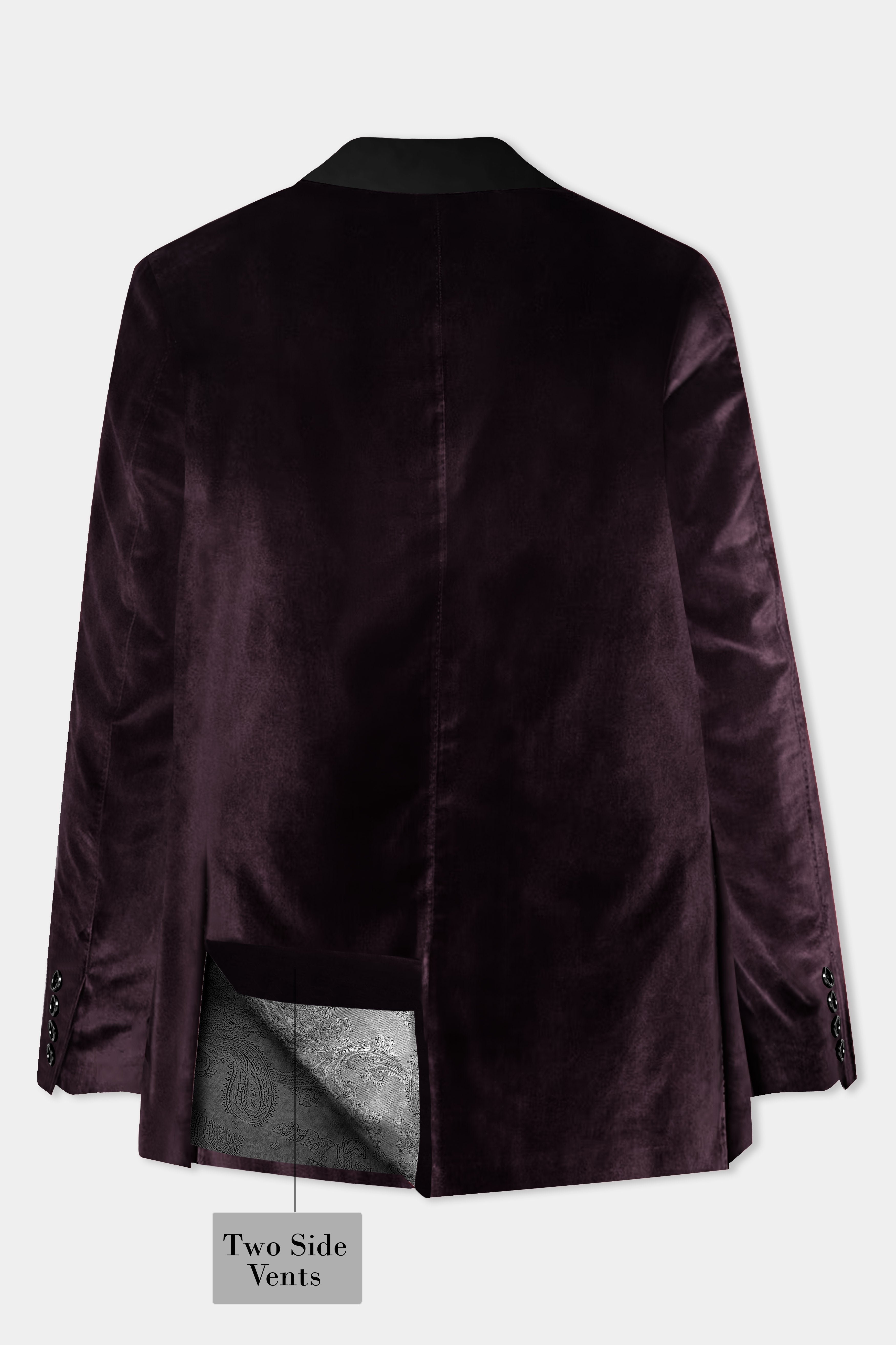 Carmine Lux-Zambezi Maroon Velvet Peak Collar Tuxedo Blazer