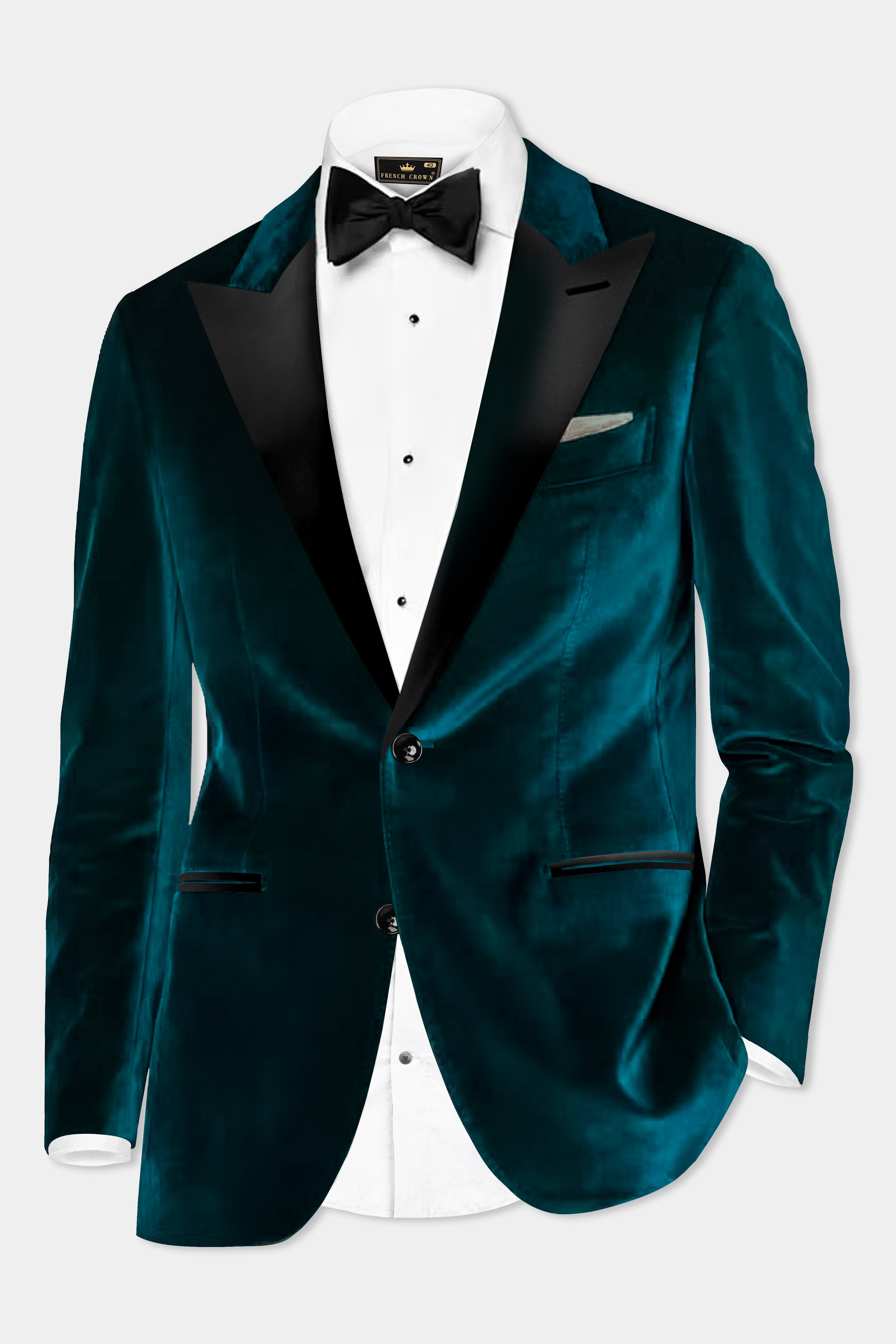 Forest Regal-Daintree Green Velvet Peak Lapel Tuxedo Blazer