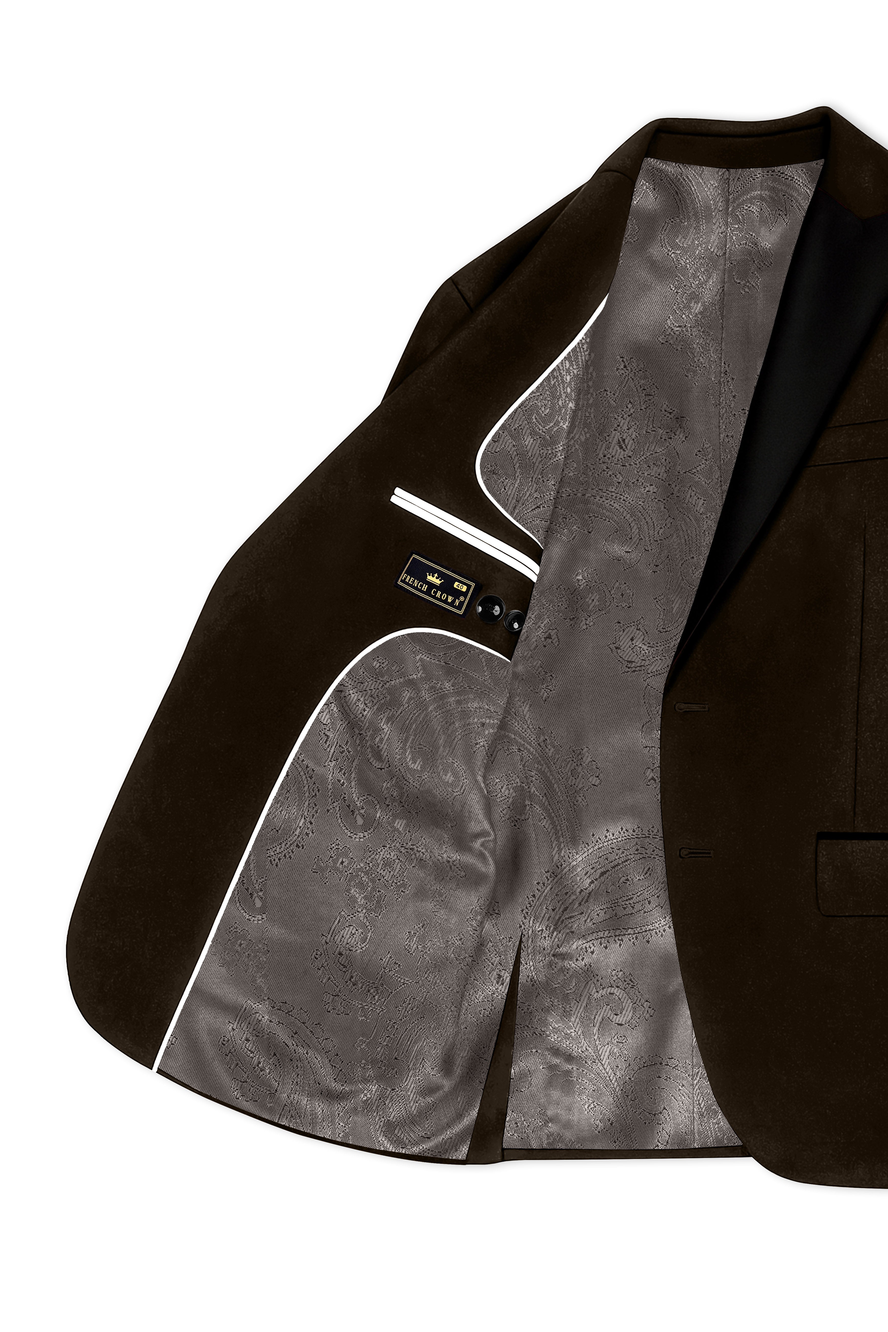 Espresso Elegance-Coffee Bean Velvet Peak Lapel Tuxedo Blazer
