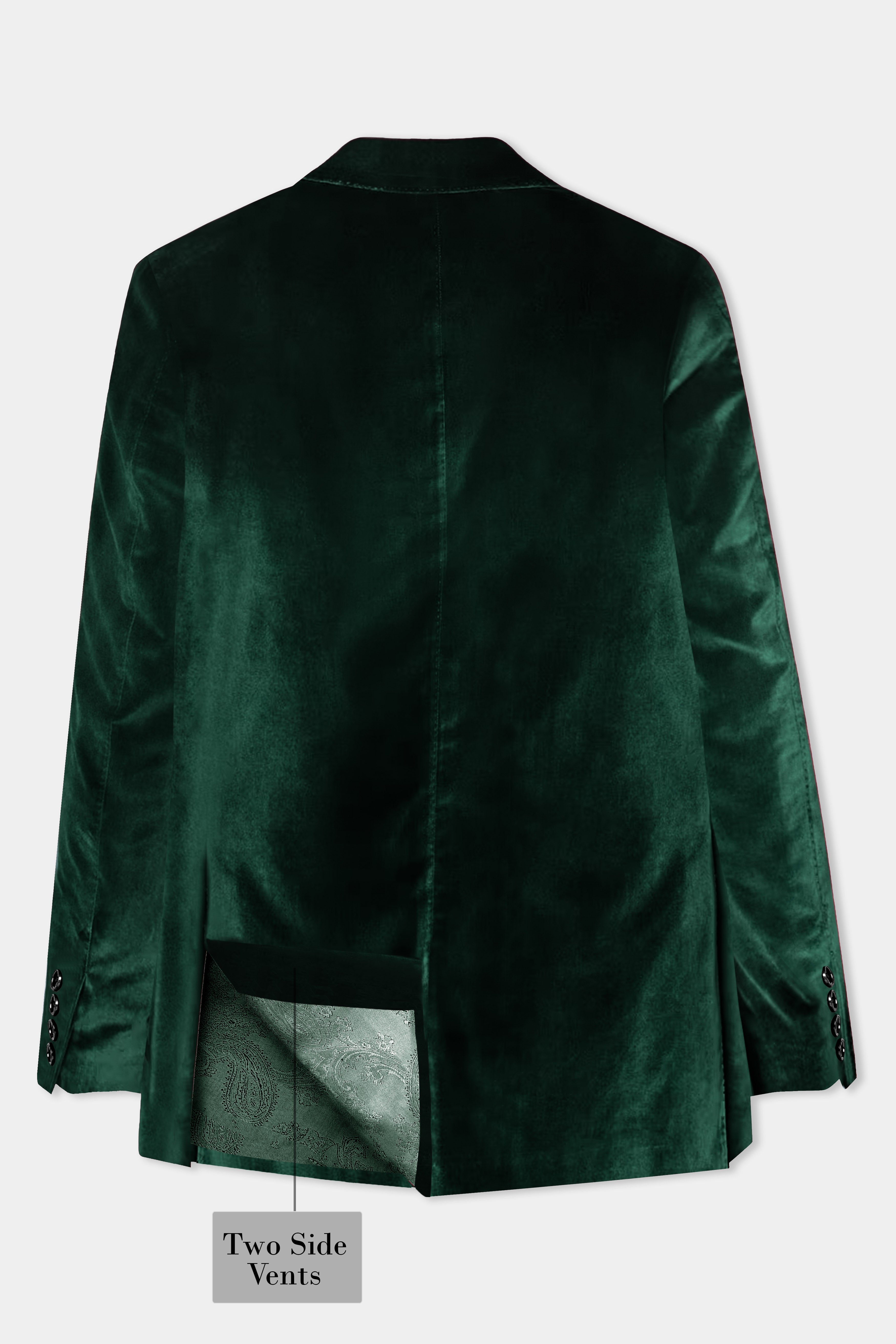 Emerald Majesty-Celtic Green Velvet Single Breasted Peak lapel Blazer