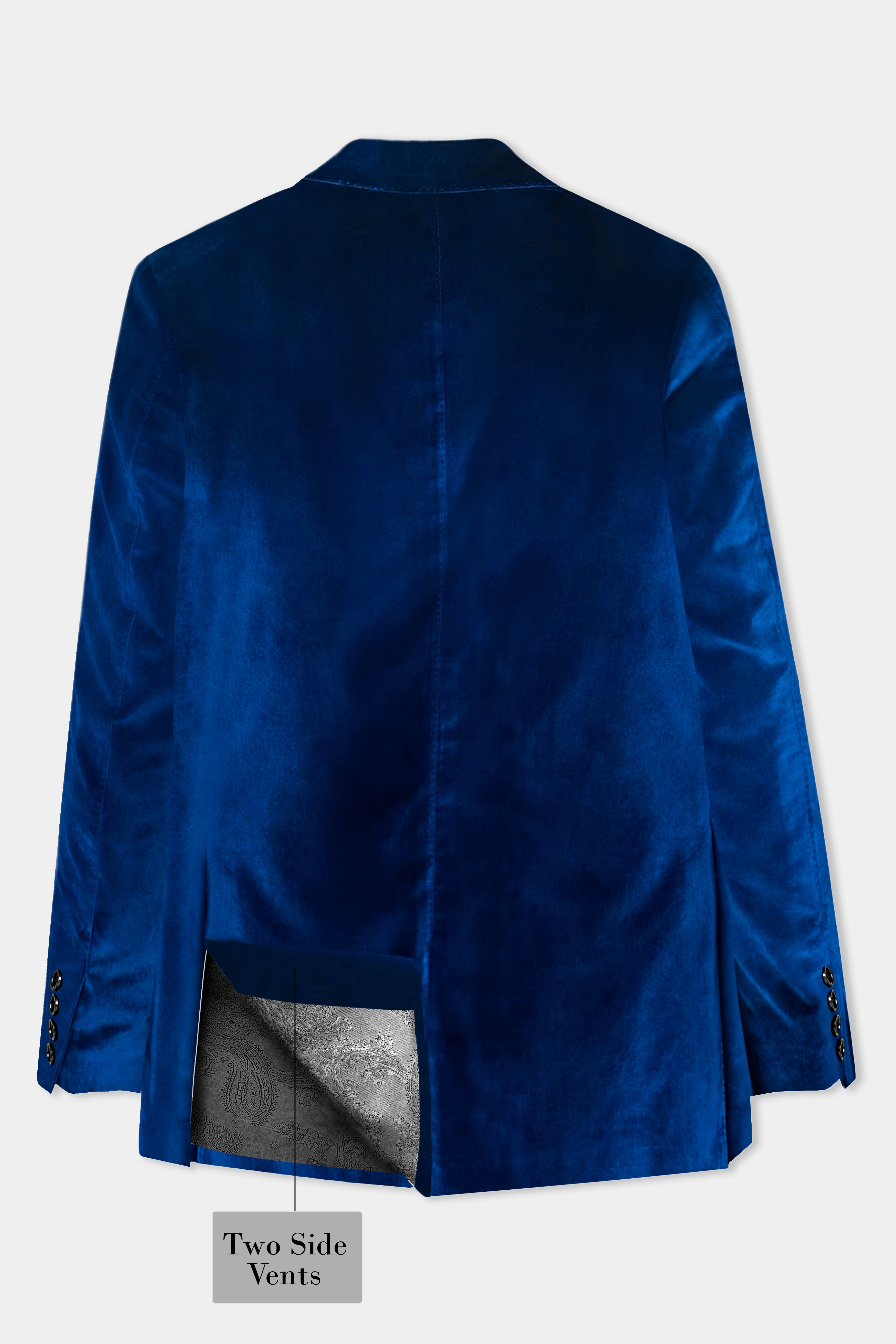 Regal Blue-Royal Velvet Single Breasted Peak lapel Blazer