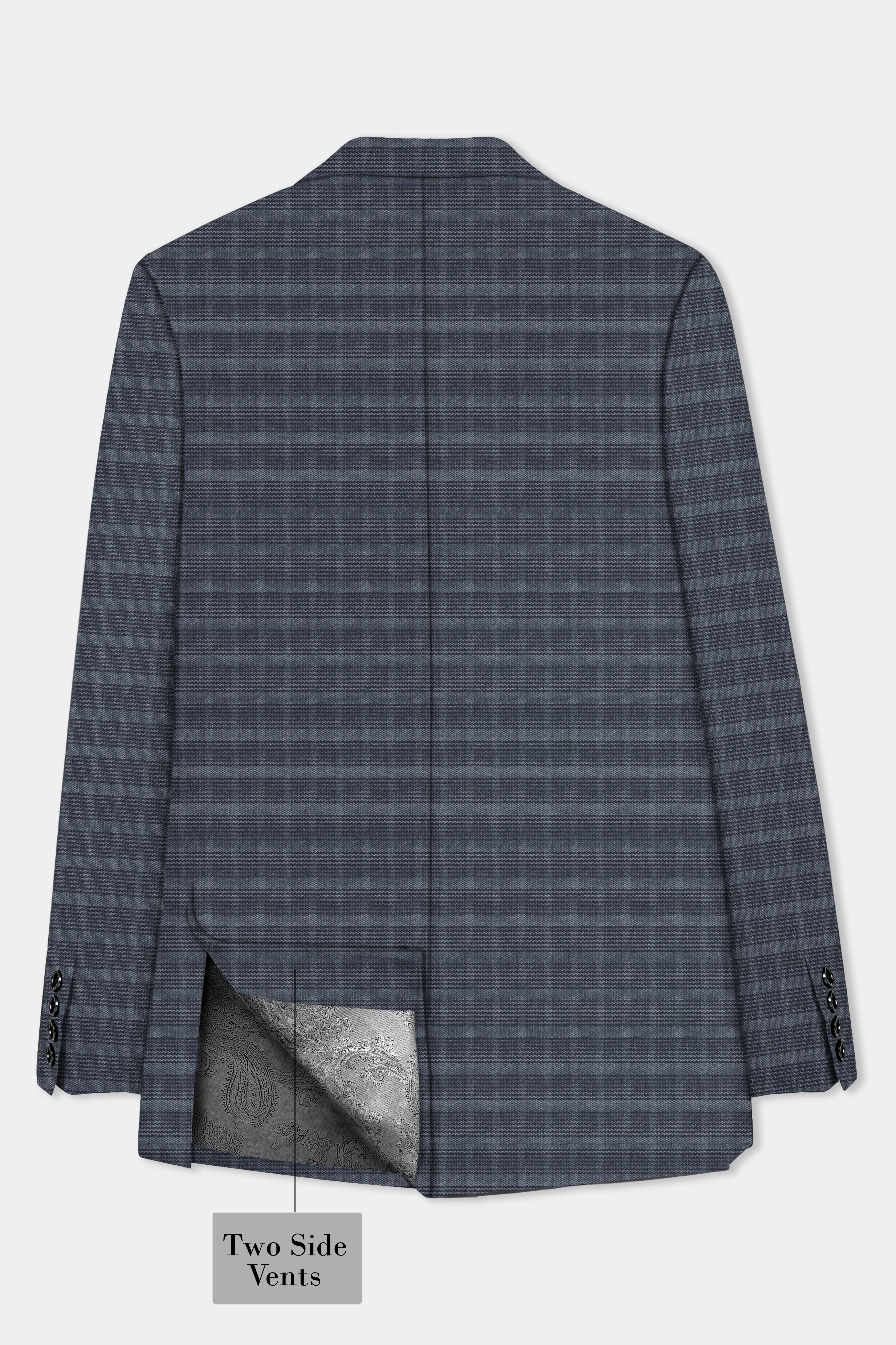 GrayLuxe-Charade Plaid Wool Rich Single Breasted Blazer