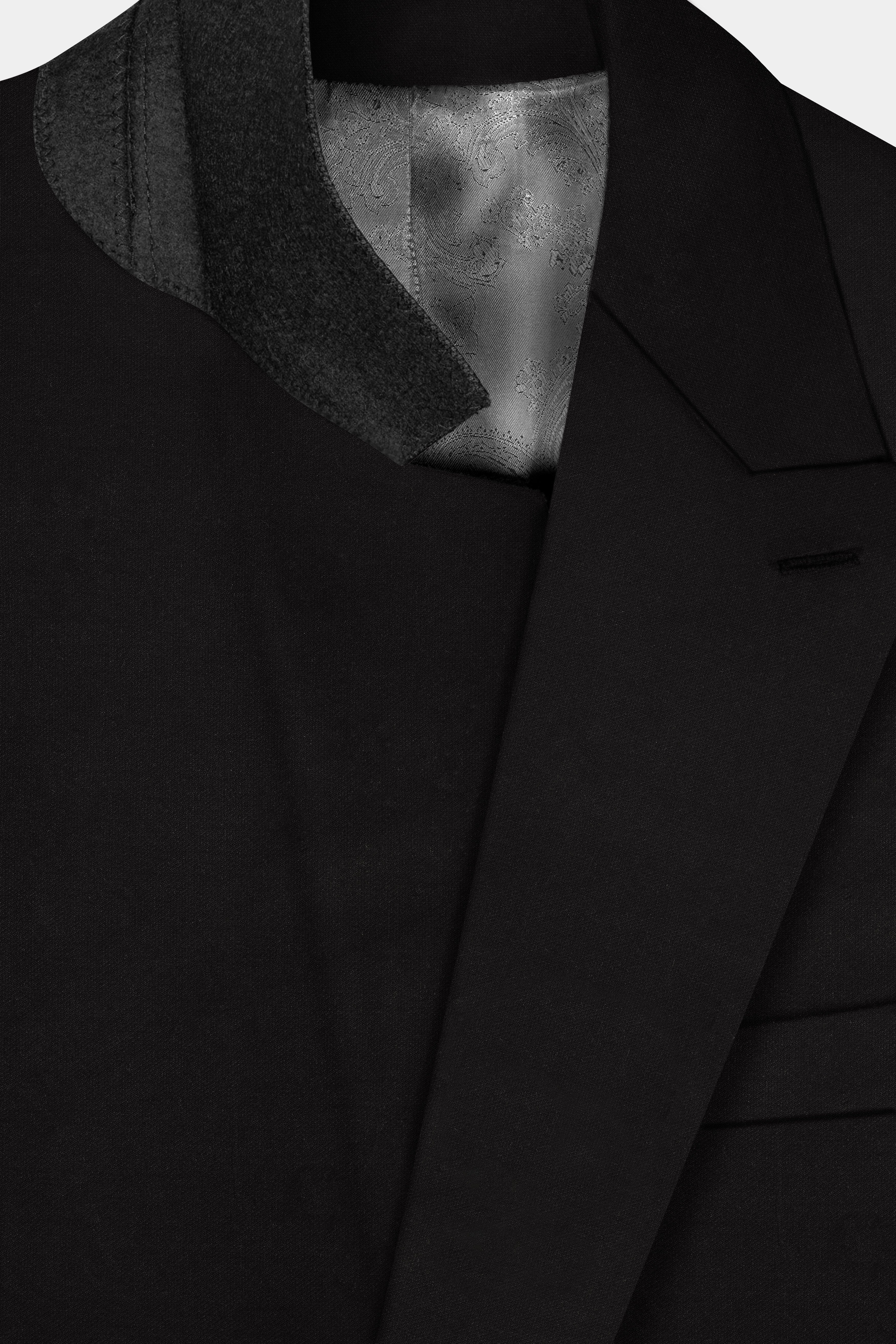 NoirFlex-Jade Black 4-Way Stretch Wrinkle-Free Textured Double Breasted Blazer