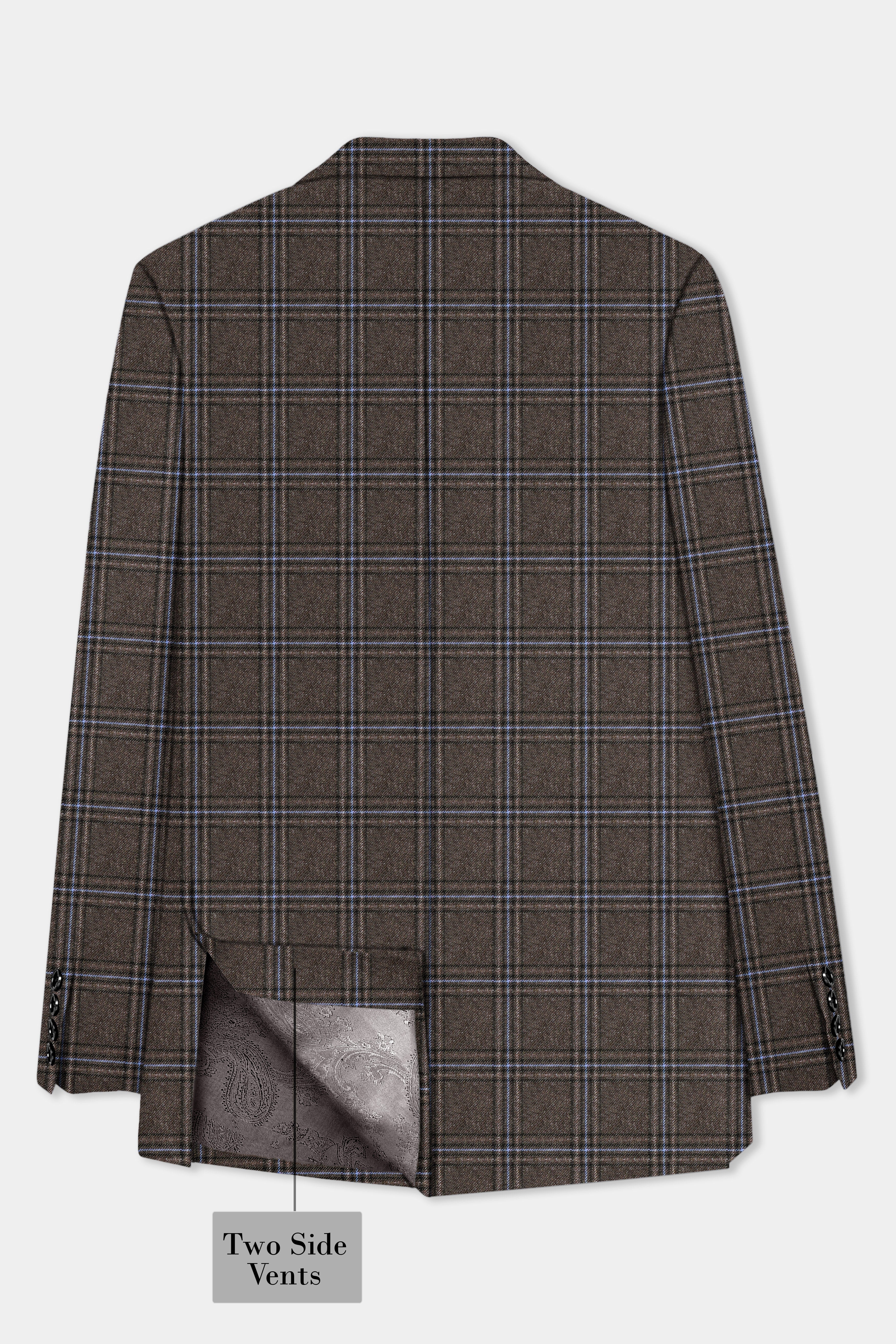 Tweed Crest-Bistre Brown Plaid Single Breasted Blazer