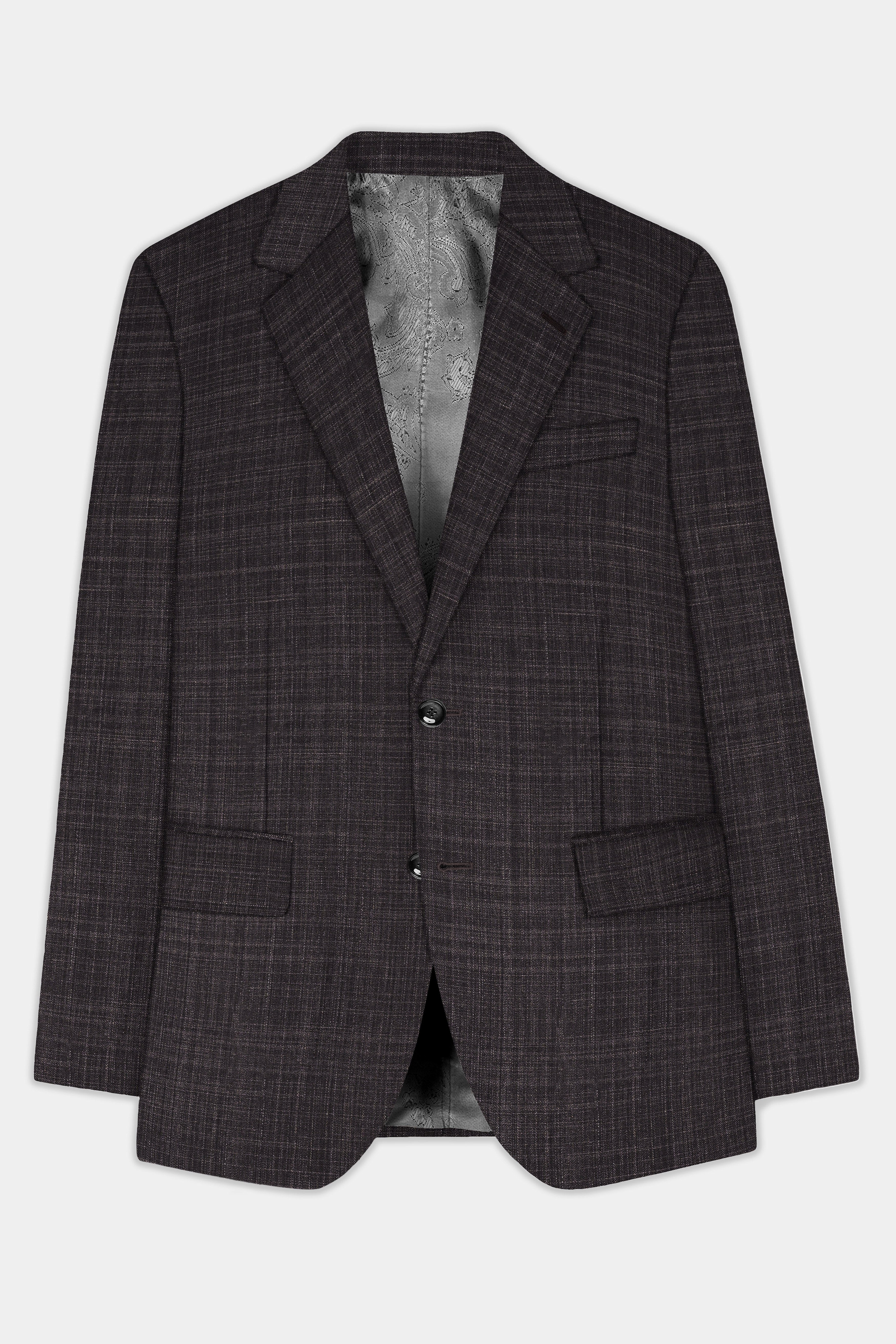 CaféNoir-Piano Brown Textured Wool Rich Single Breasted Blazer