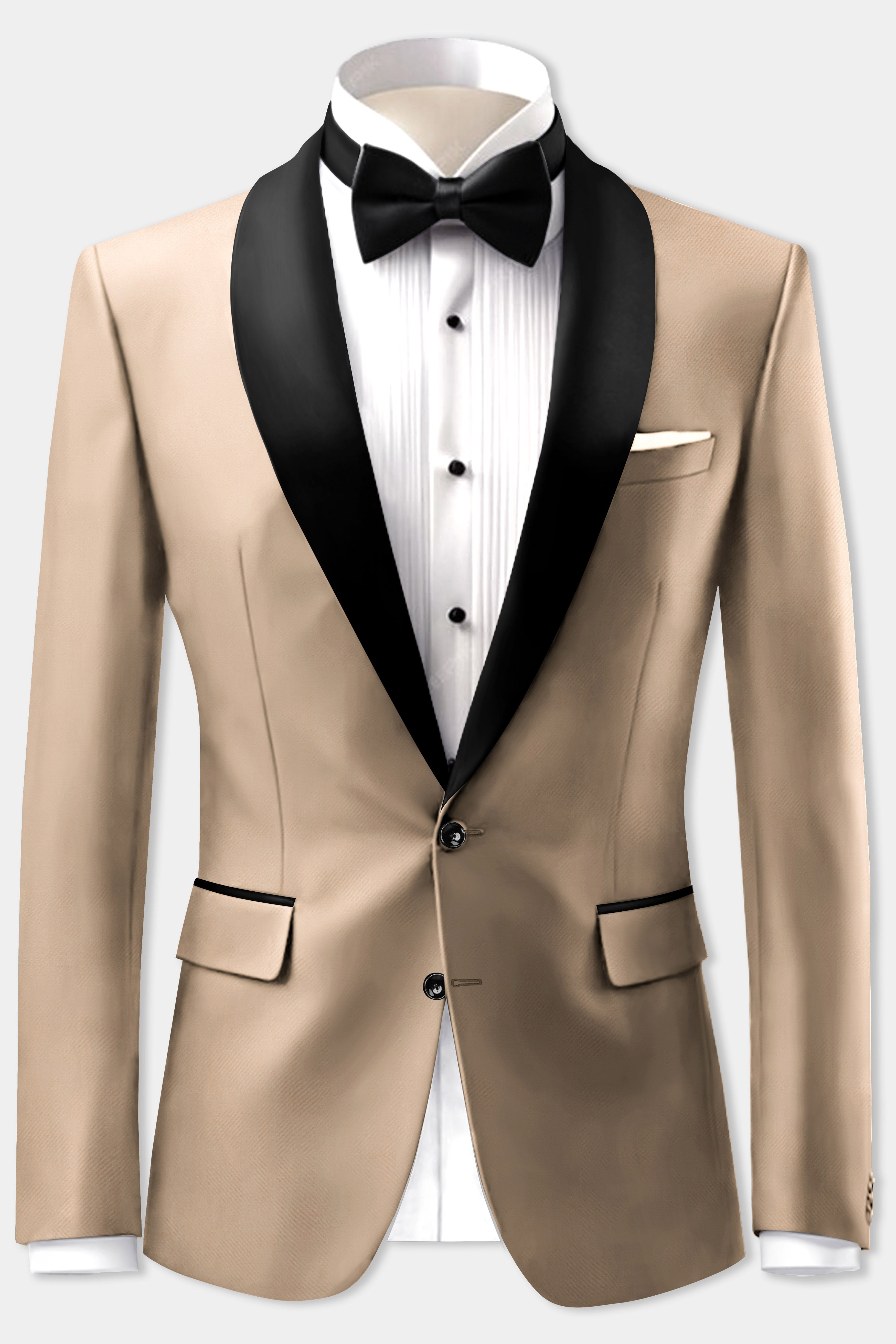 Candlelight-Sorrell Cream Solid Wool Rich Tuxedo Blazer