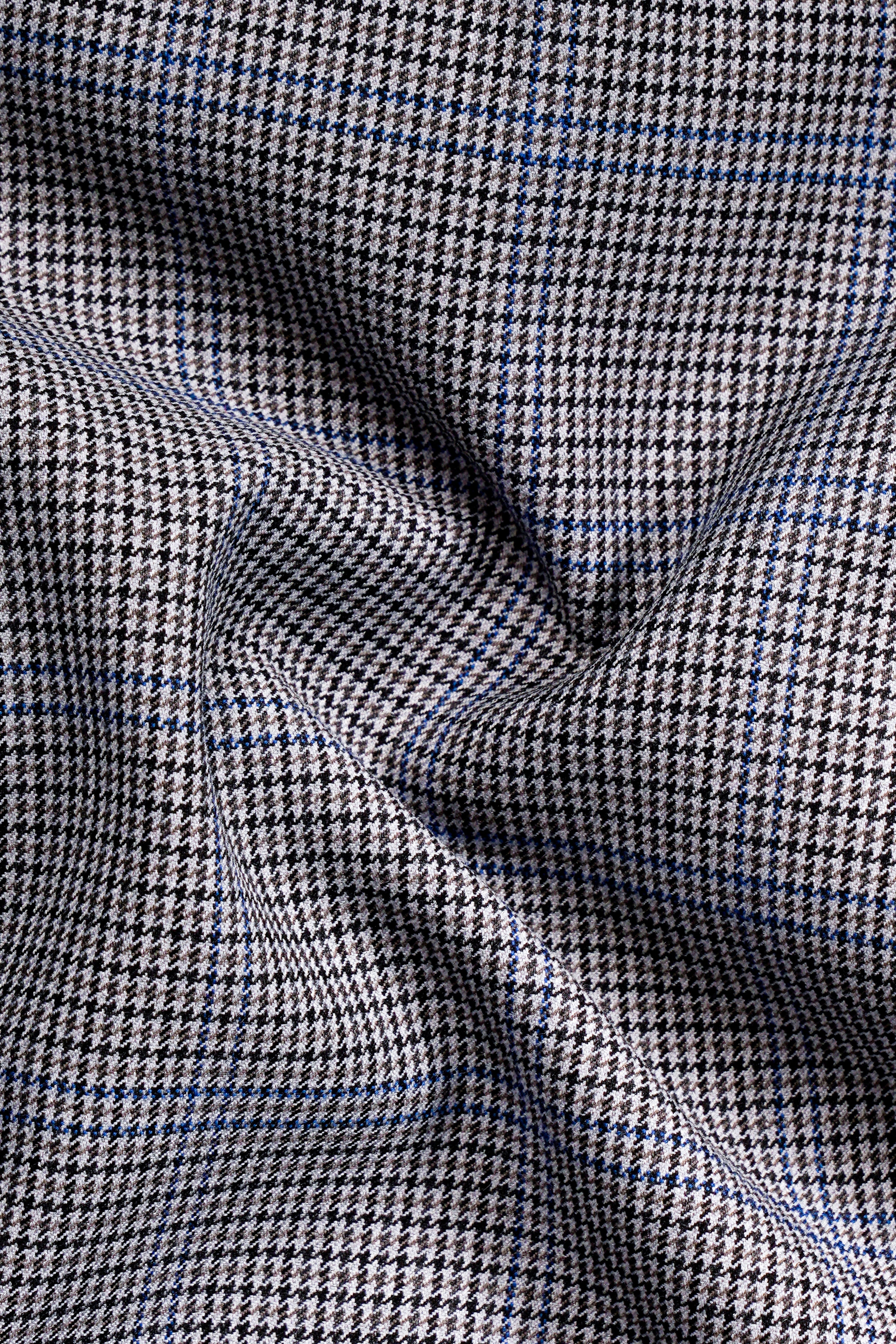 Aristo Blue-Dolphin Gray Plaid Wool Rich Single Breasted Blazer