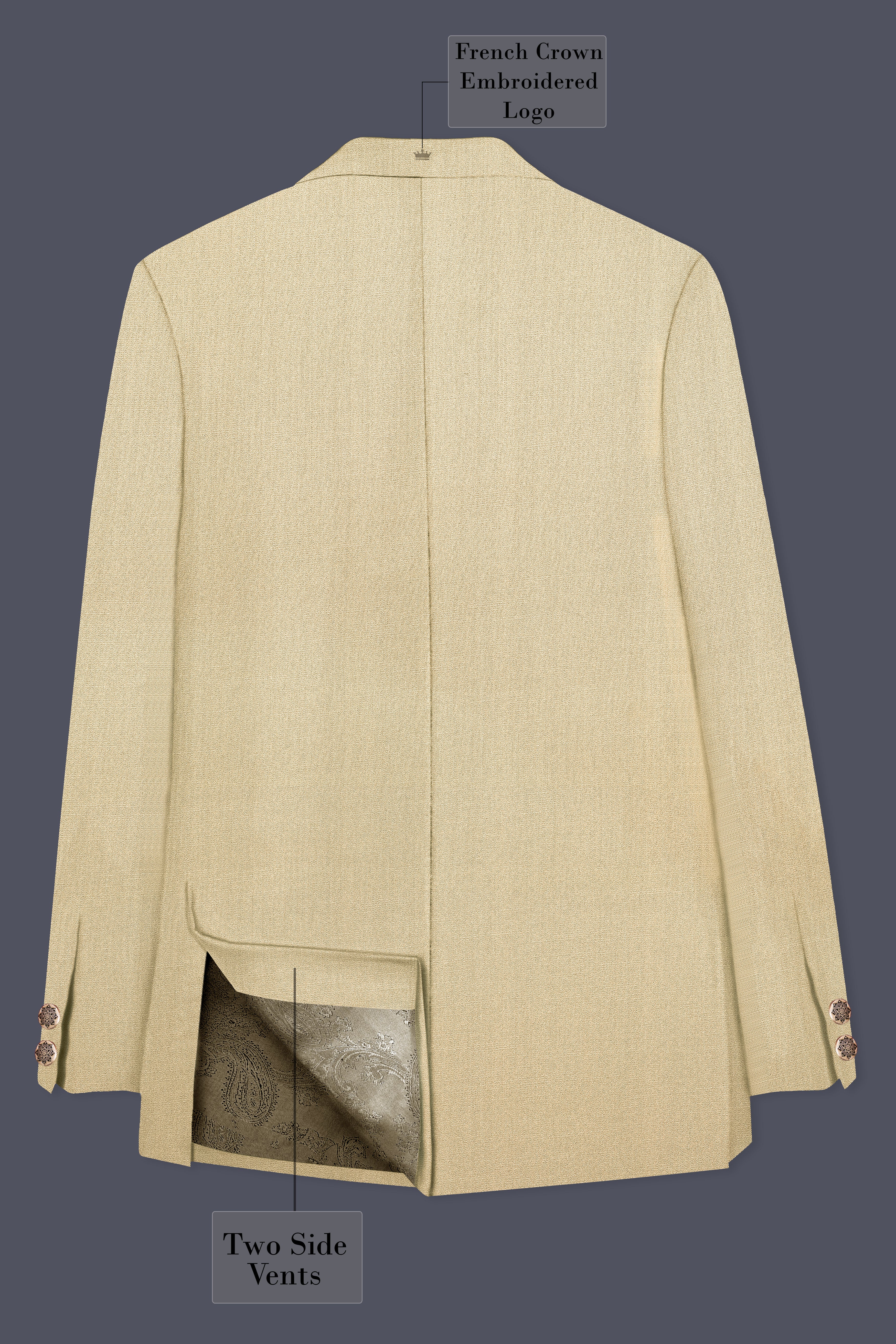 Ecru Classic-Pavlova Cream Solid Wool Rich Bandhgala Blazer