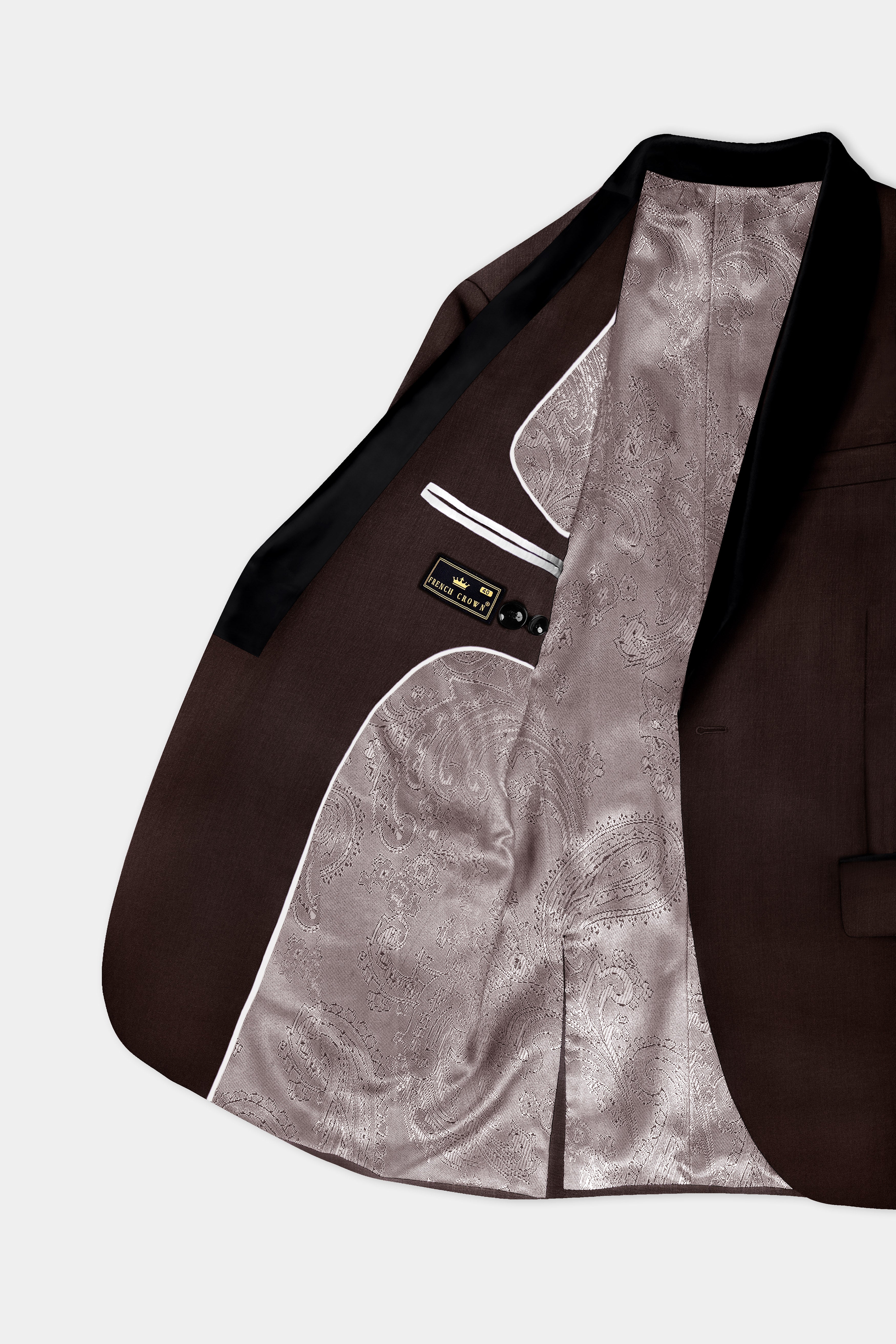 Espresso-Hickory Brown Solid Wool Rich Tuxedo Blazer