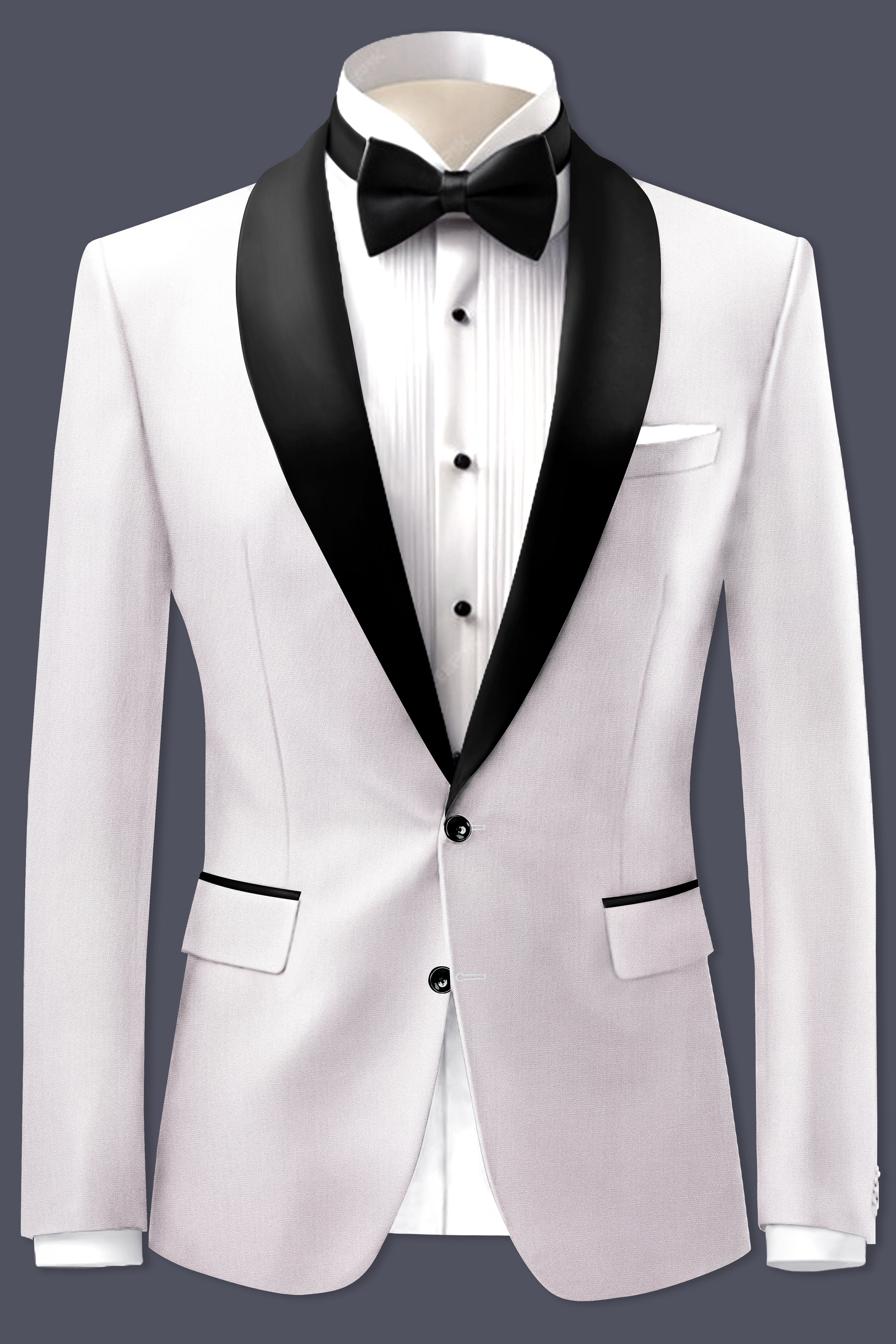 Frost Gray-Glacier Solid Wool Rich Tuxedo Blazer