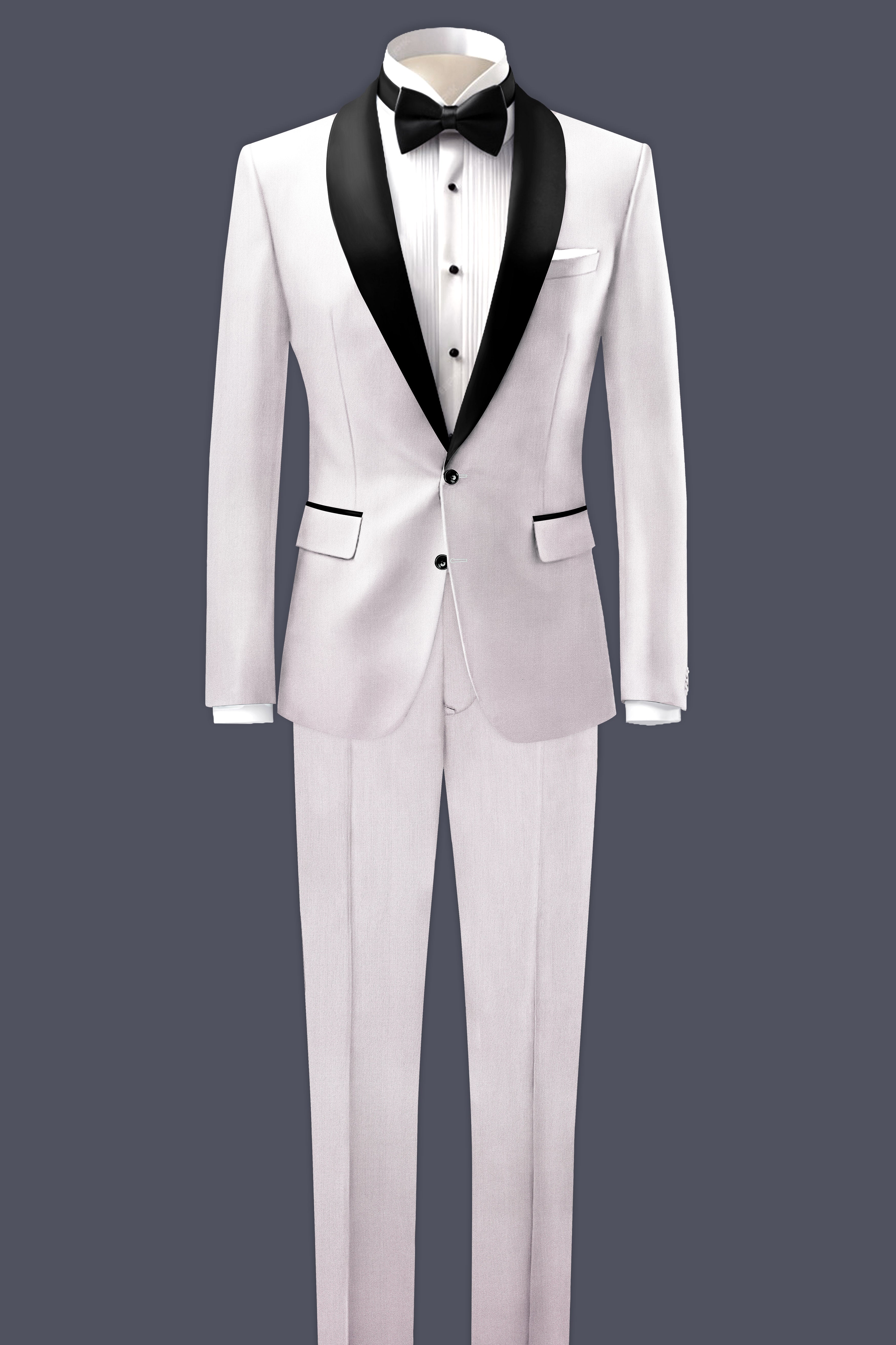 Frost Gray-Glacier Solid Wool Rich Tuxedo Blazer