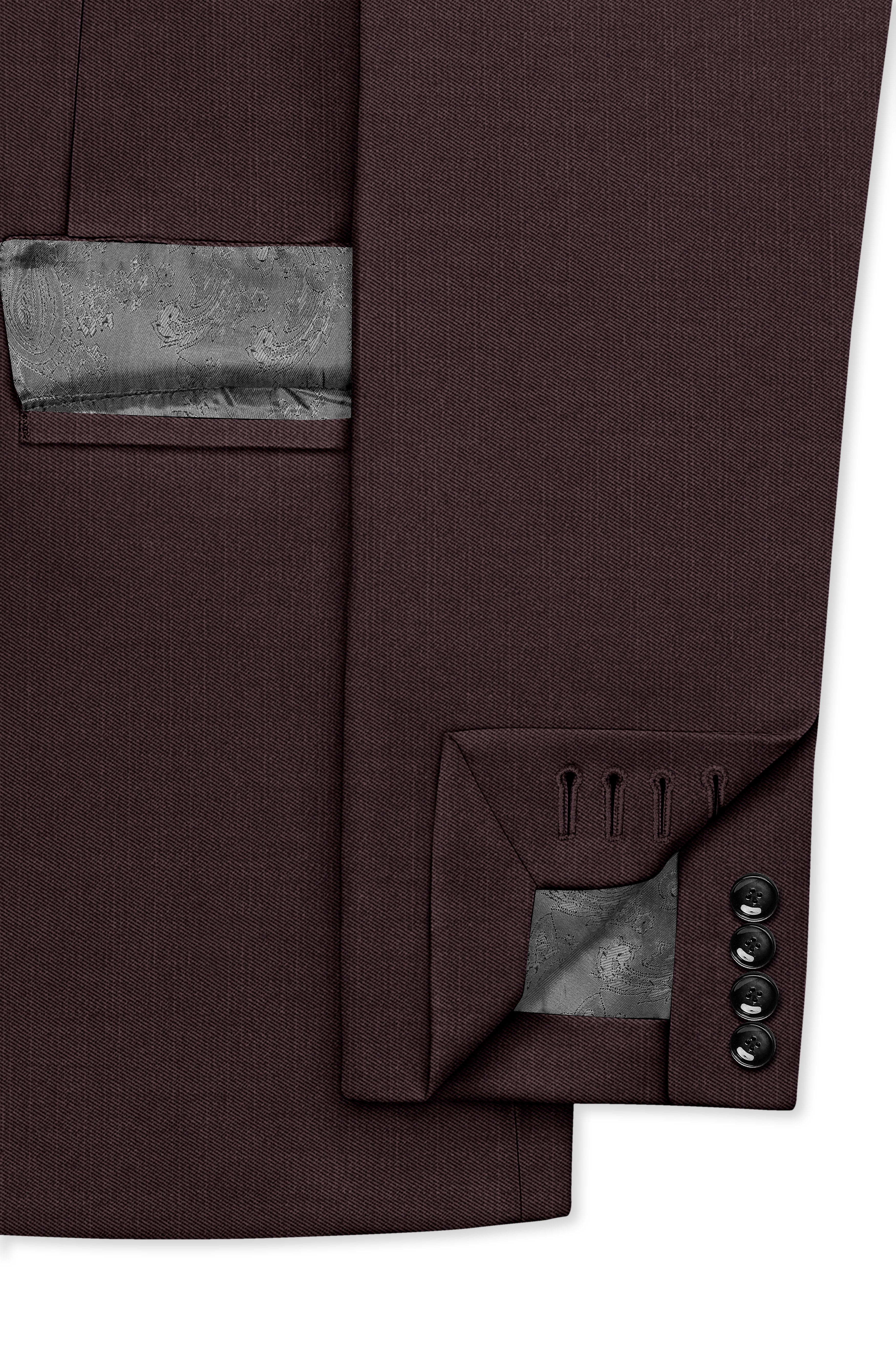 Espresso-Hickory Brown Solid Wool Rich Single Breasted Slight Stretch Blazer