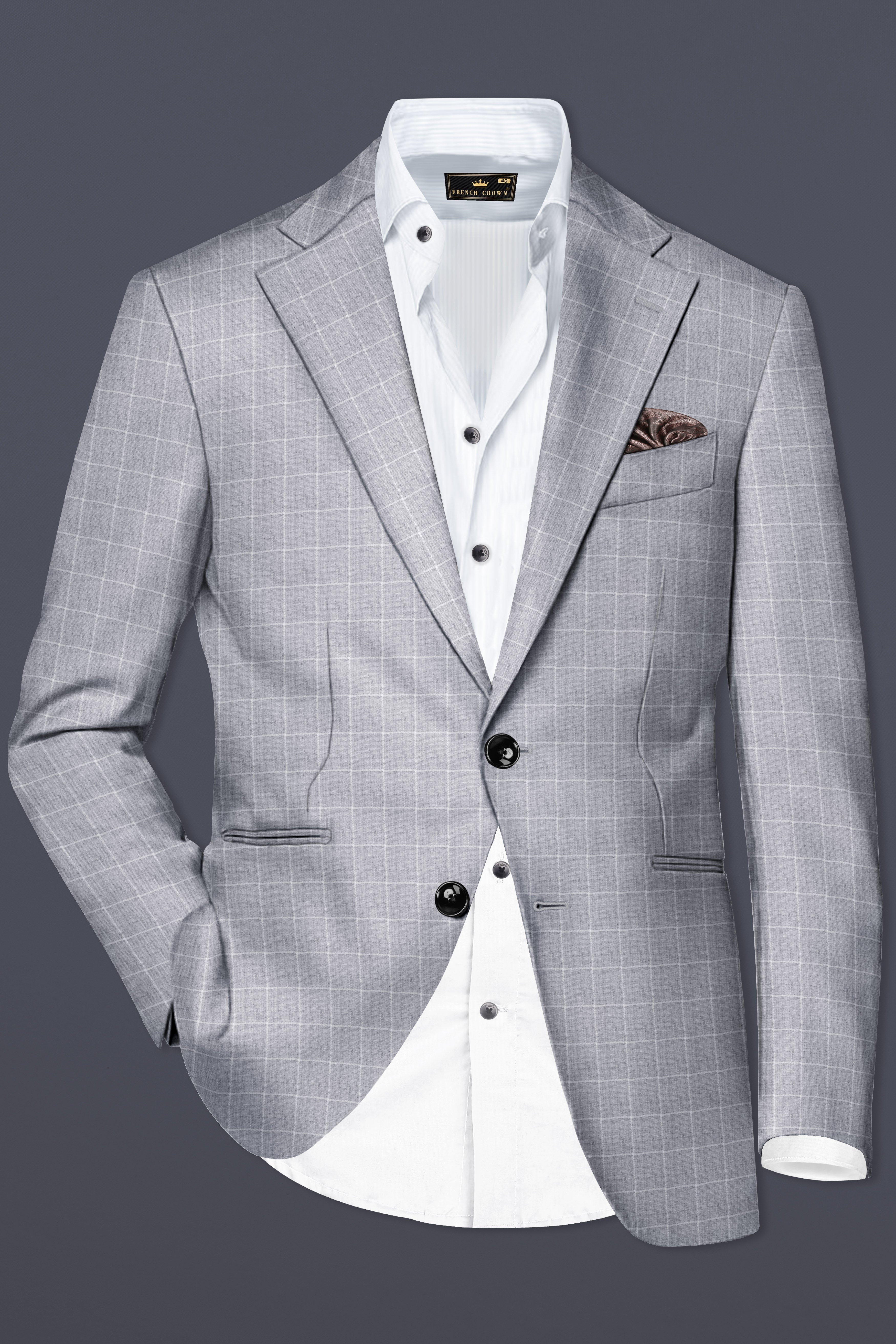 Heritage-Nobel Gray Plaid Wool Rich Single Breasted Blazer