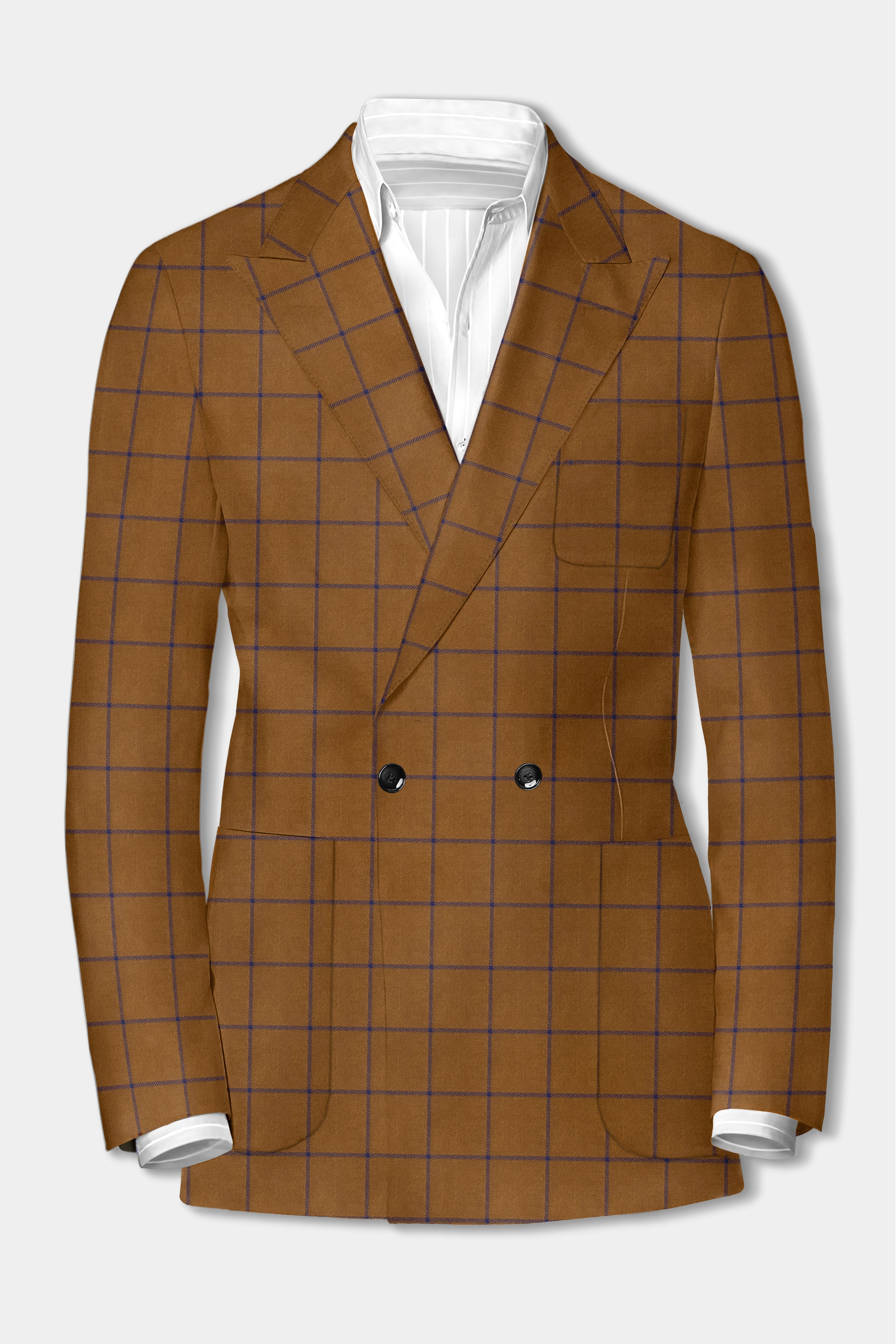 Savile-Barley Brown windows Tweed Double Breasted Designer Blazer