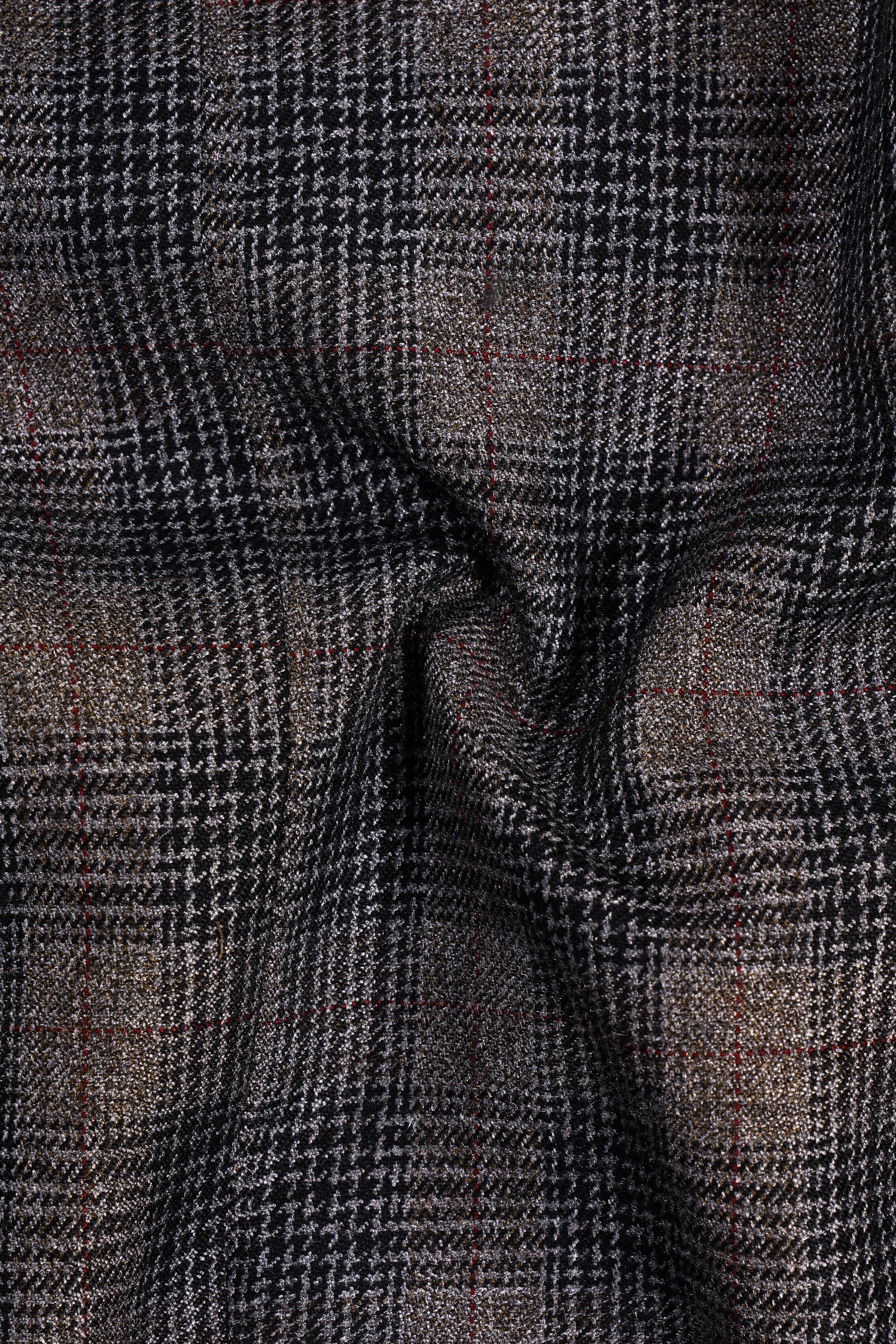 Rustic-Matterhorn Brown Plaid Tweed Double Breasted Designer Blazer