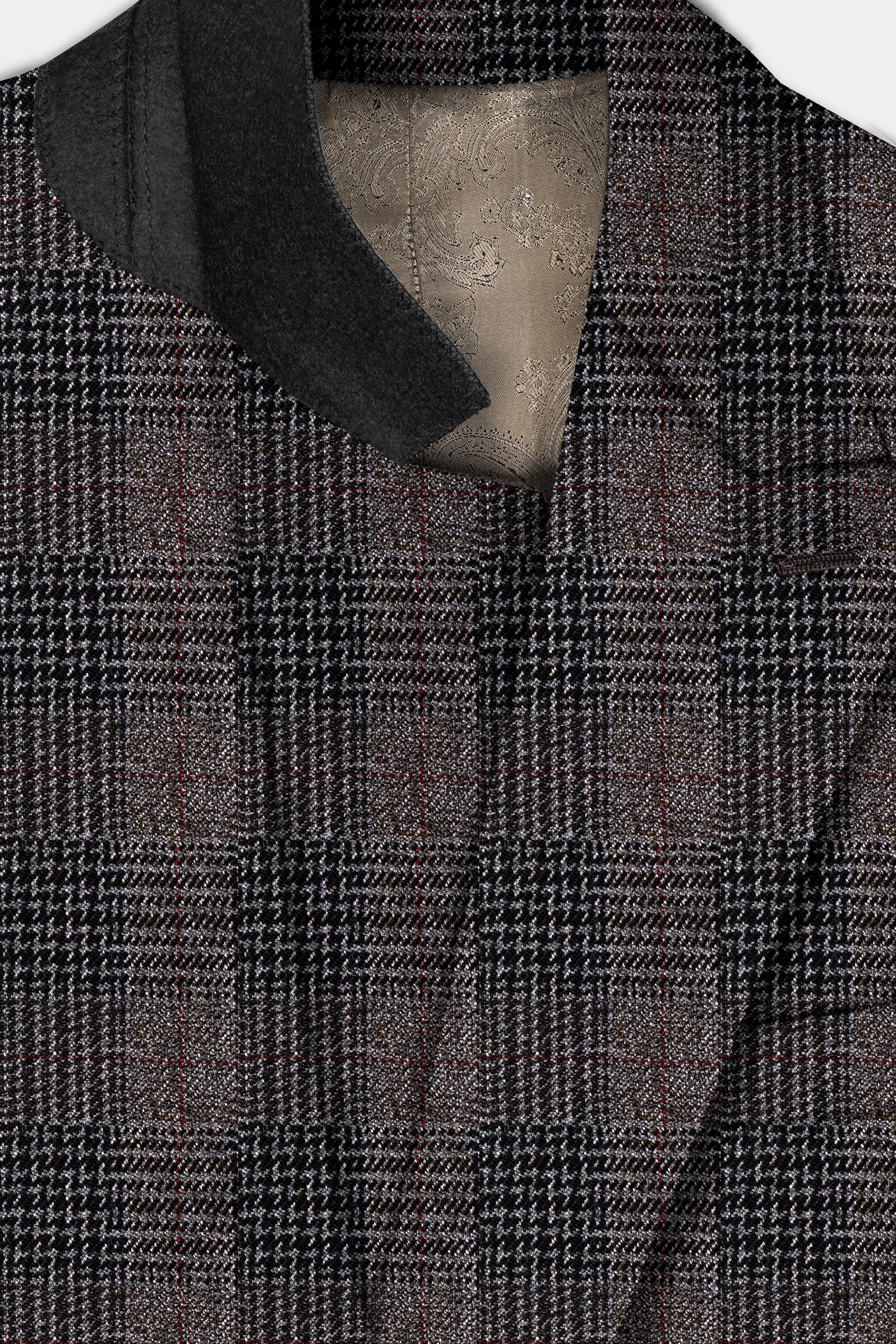 Rustic-Matterhorn Brown Plaid Tweed Double Breasted Designer Blazer