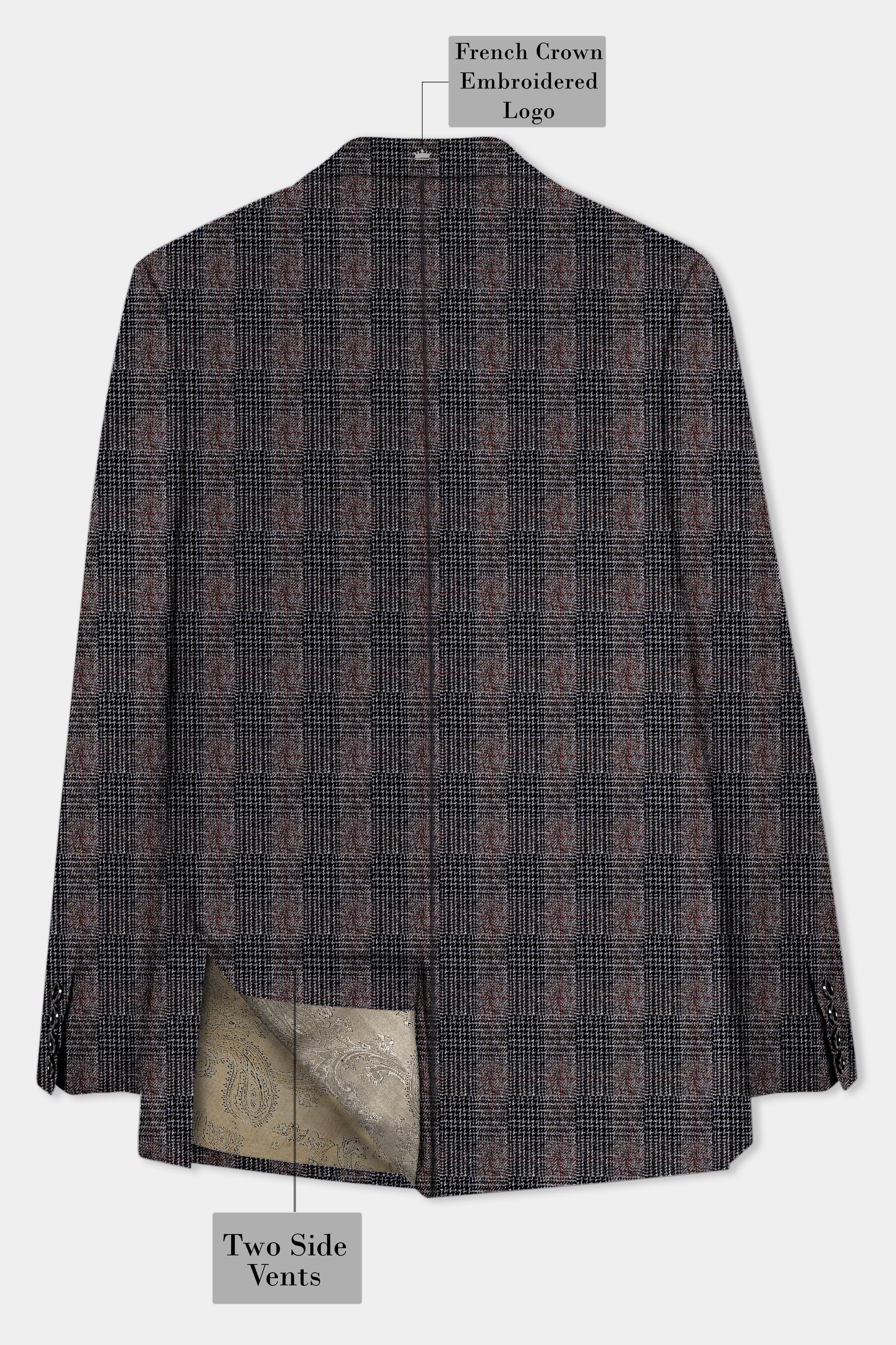 Rustic-Matterhorn Brown Plaid Tweed Double Breasted Designer Blazer