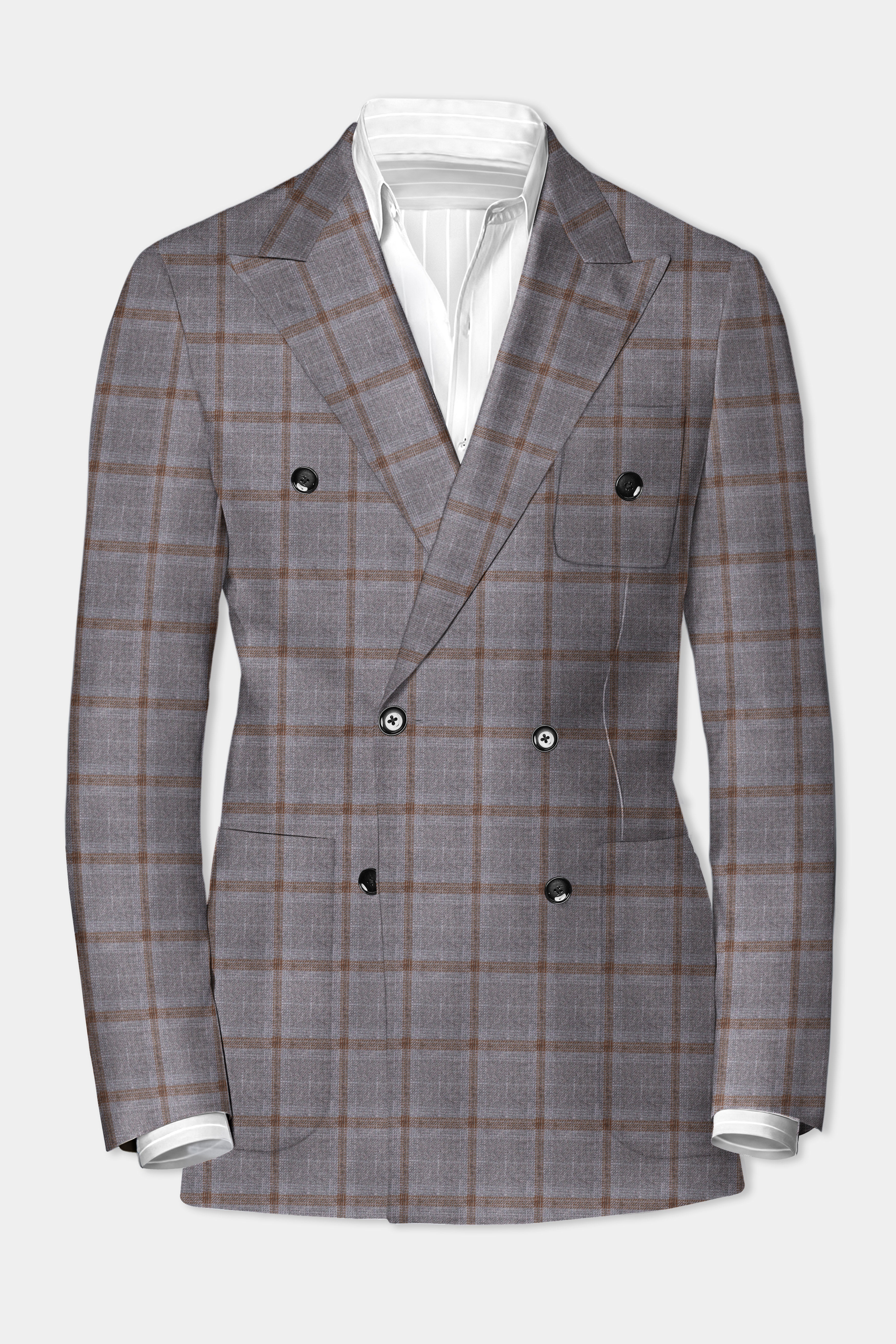 Flintstone-Gray windows Tweed Double Breasted Sports Blazer