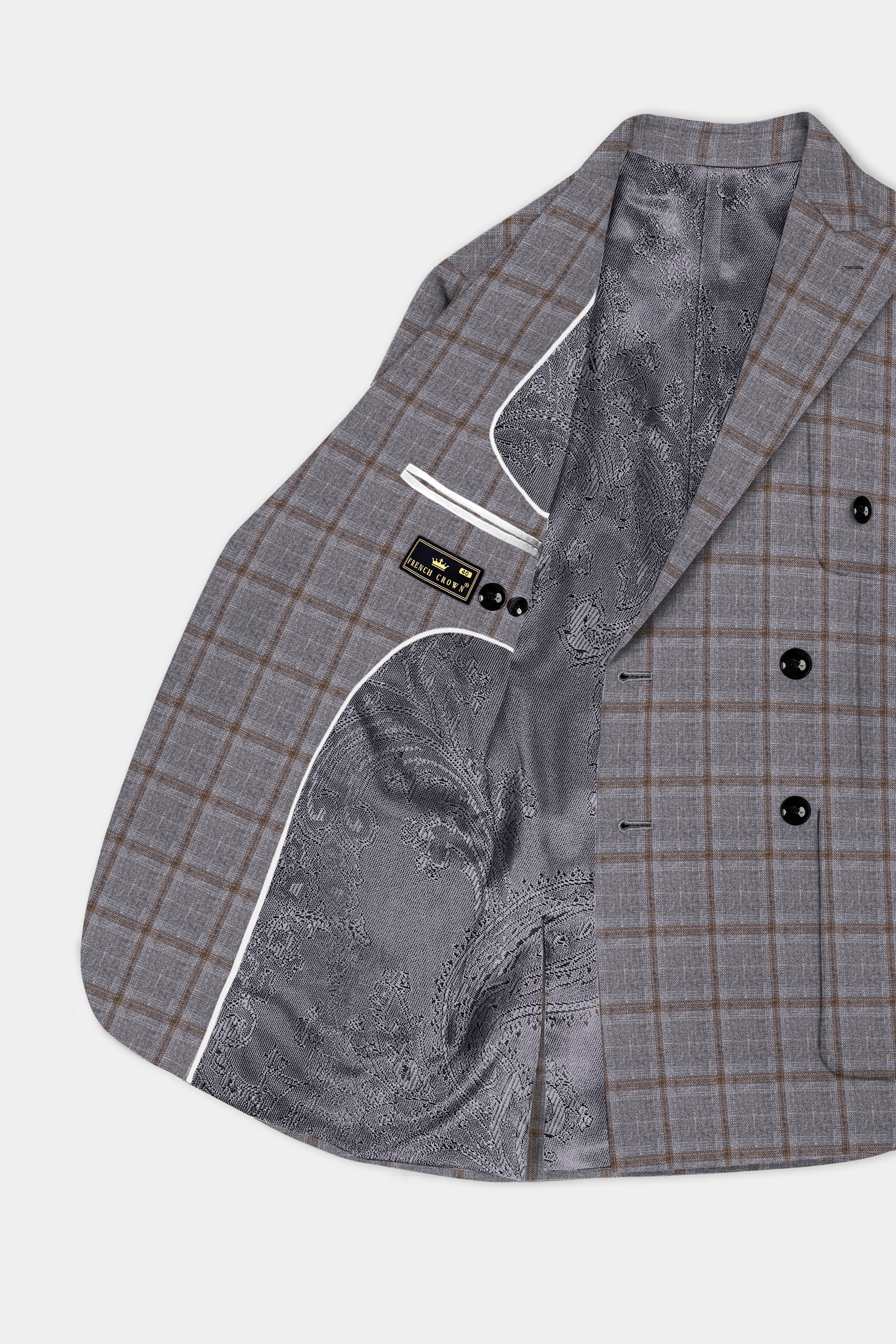 Flintstone-Gray windows Tweed Double Breasted Sports Blazer