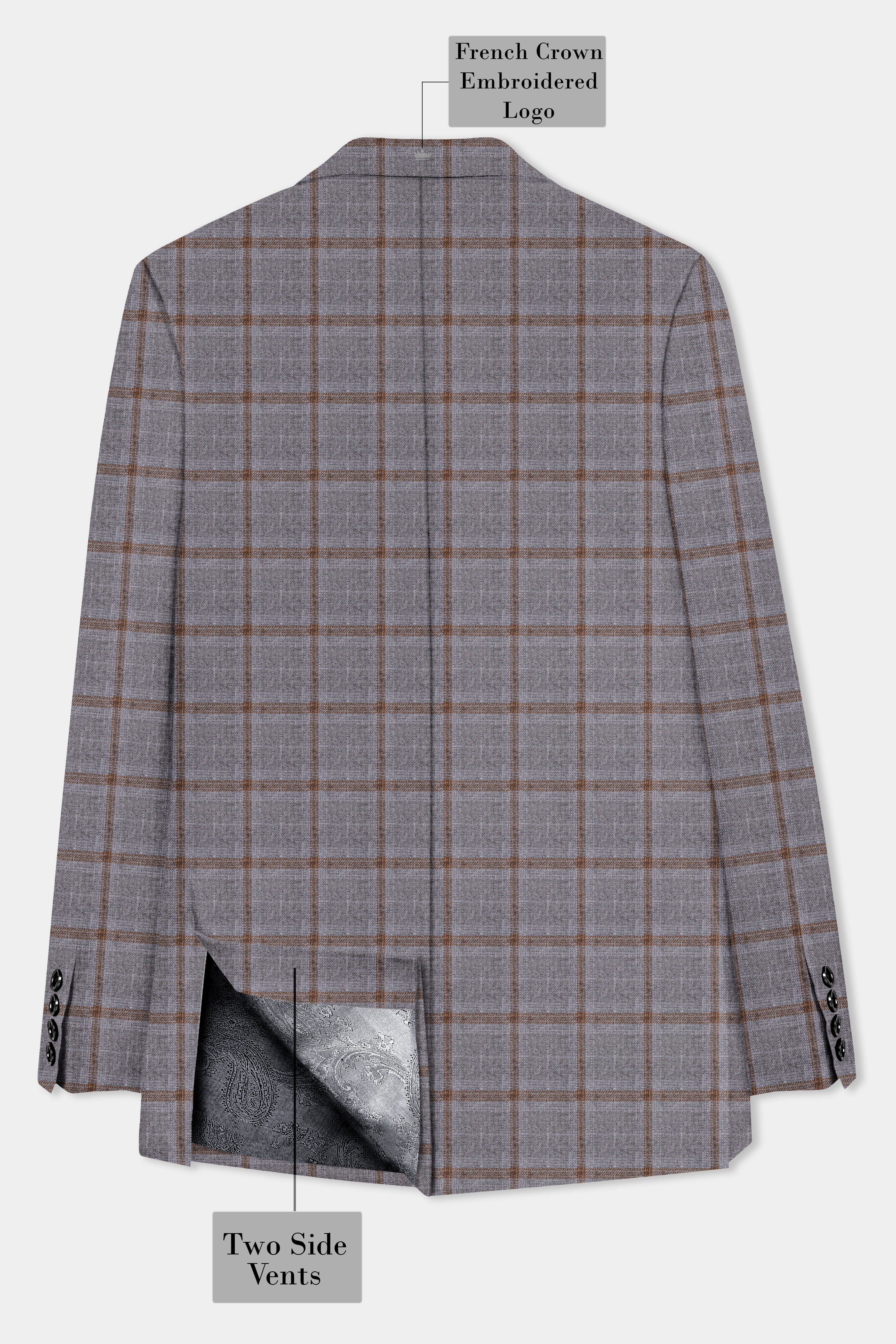 Flintstone-Gray windows Tweed Double Breasted Sports Blazer